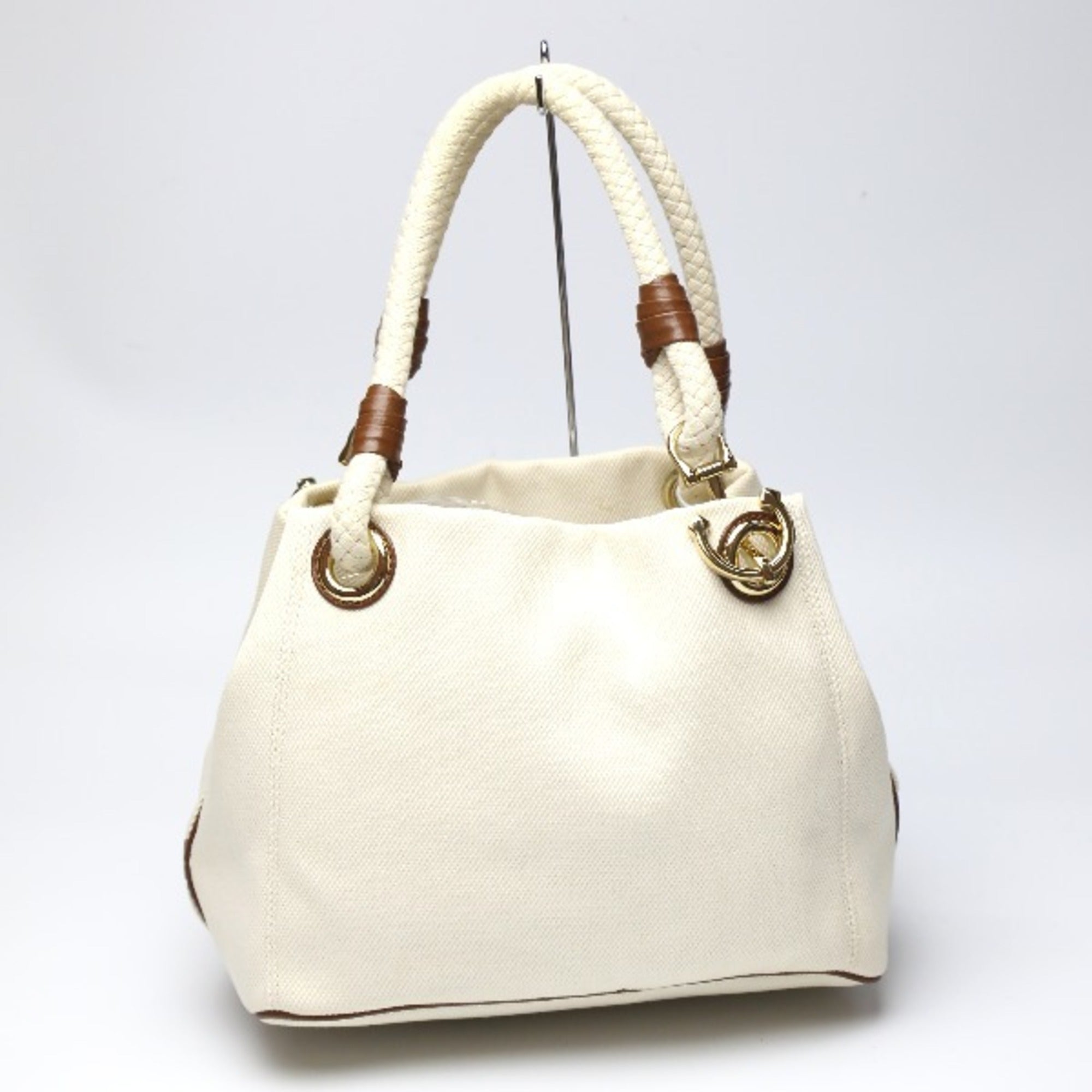 Michael Kors Brown White Canvas Tote Bag (Pre-Owned)
