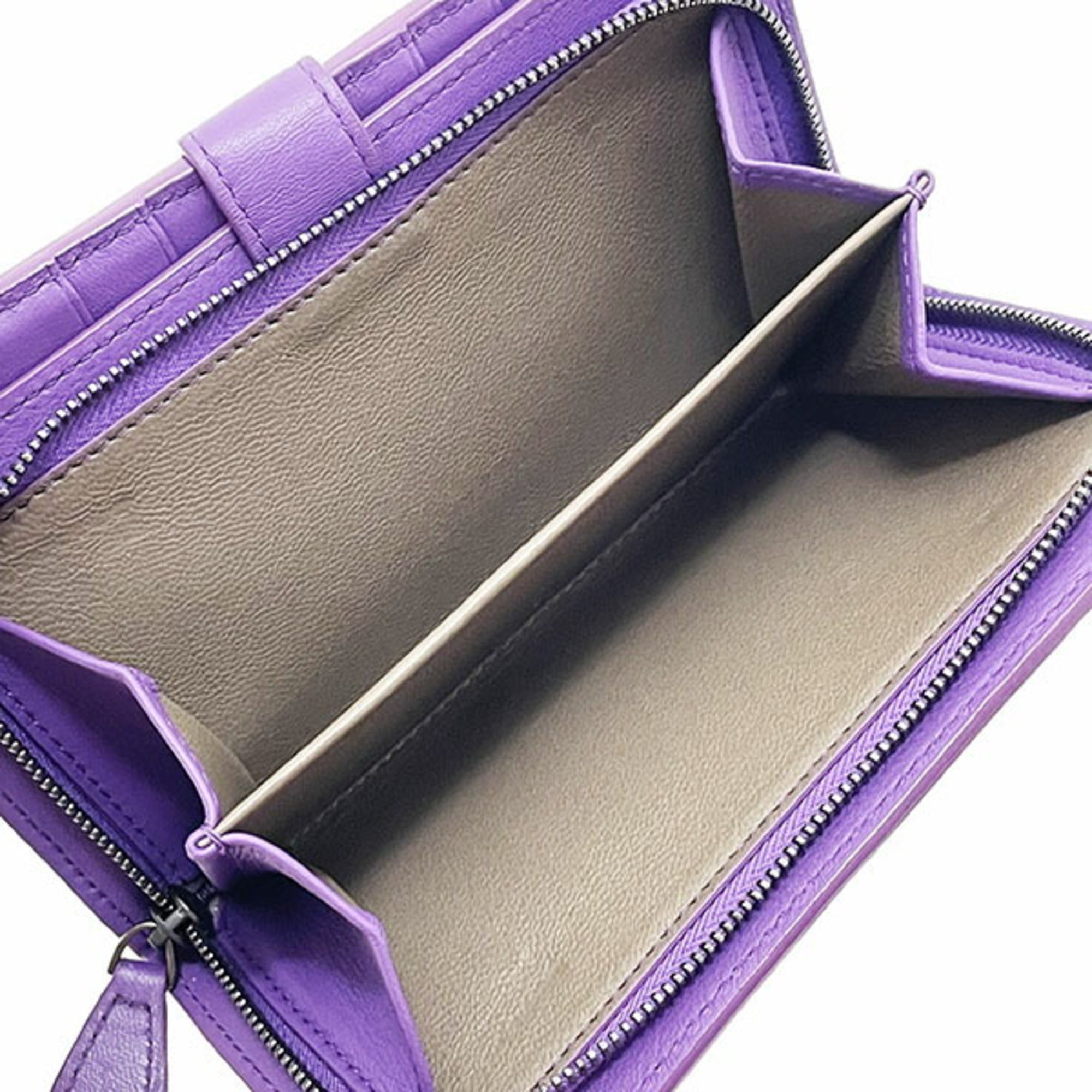 Bottega Veneta Purple Intrecciato Leather Long Wallet (Bi-Fold) (Pre-Owned)