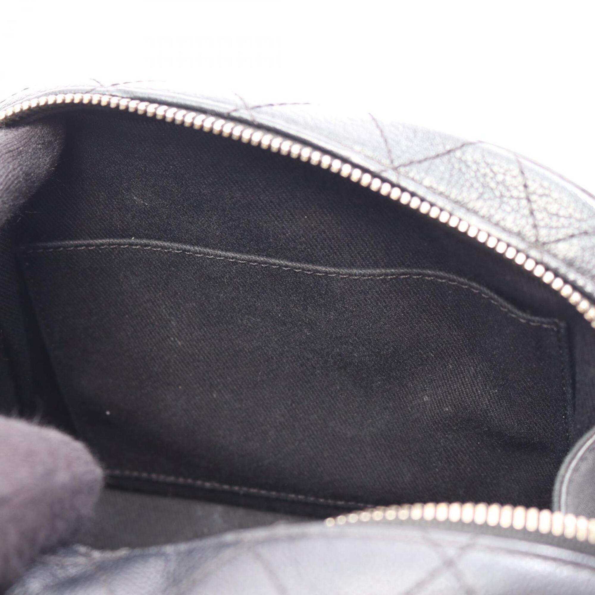 Chanel Black Leather Handbag Shoulder Bag Vanity Bag (Pre-Owned)