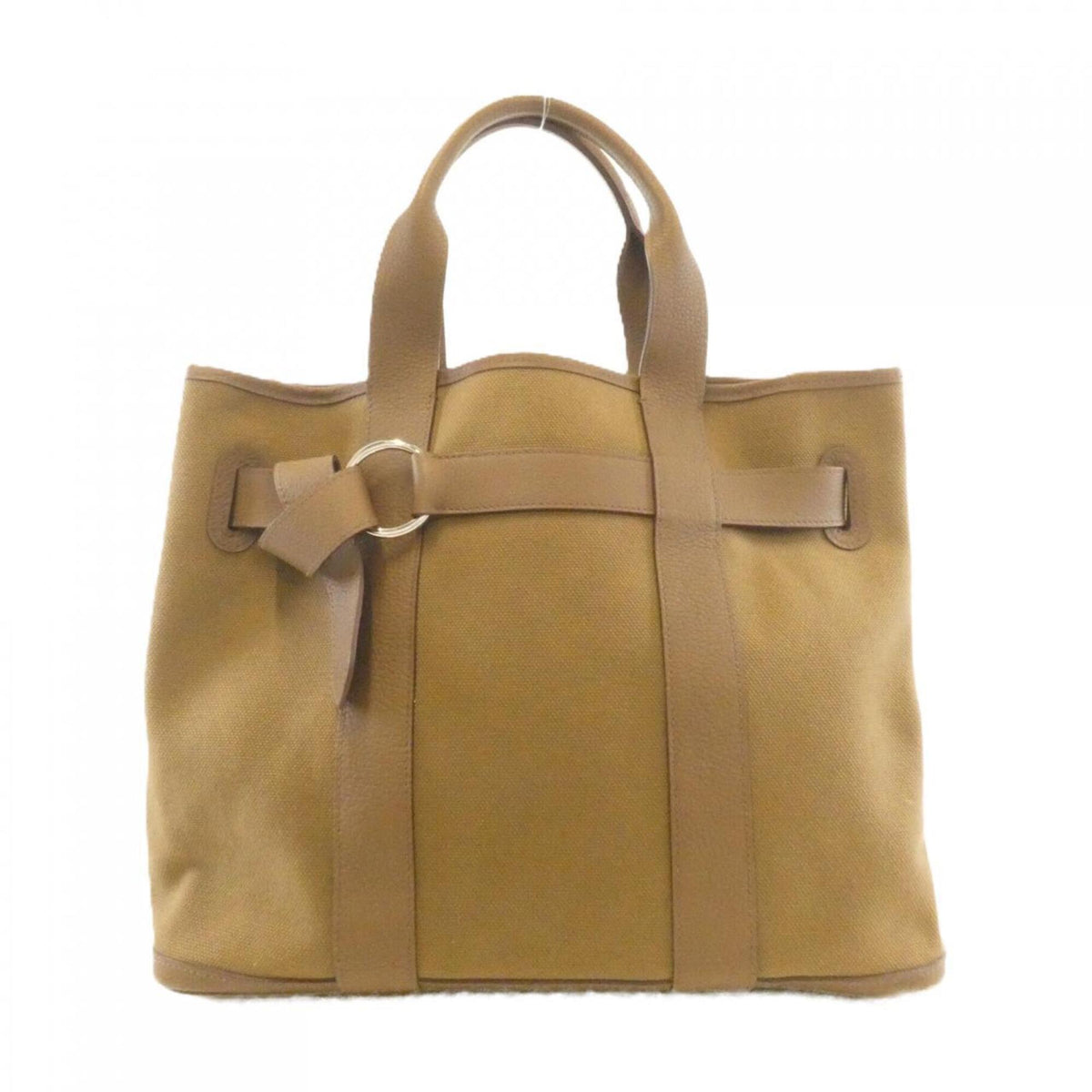 Hermes Khaki Canvas Handbag (Pre-Owned)