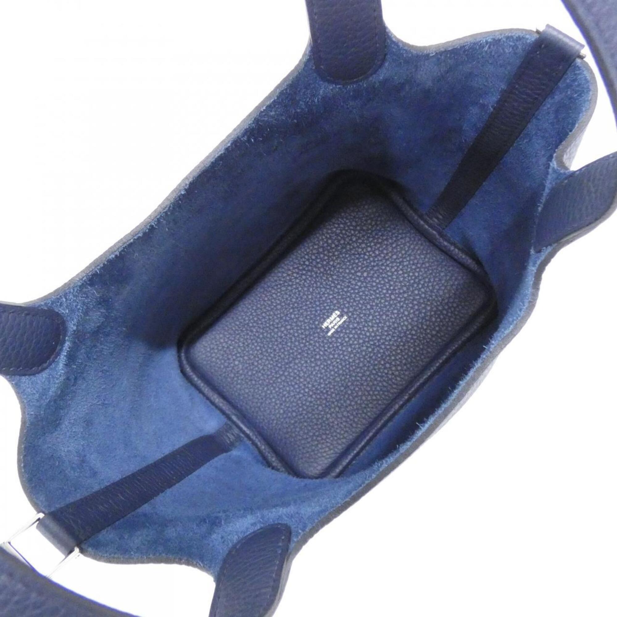 Hermes Blue Taurillon Clemence Leather Handbag (Pre-Owned)