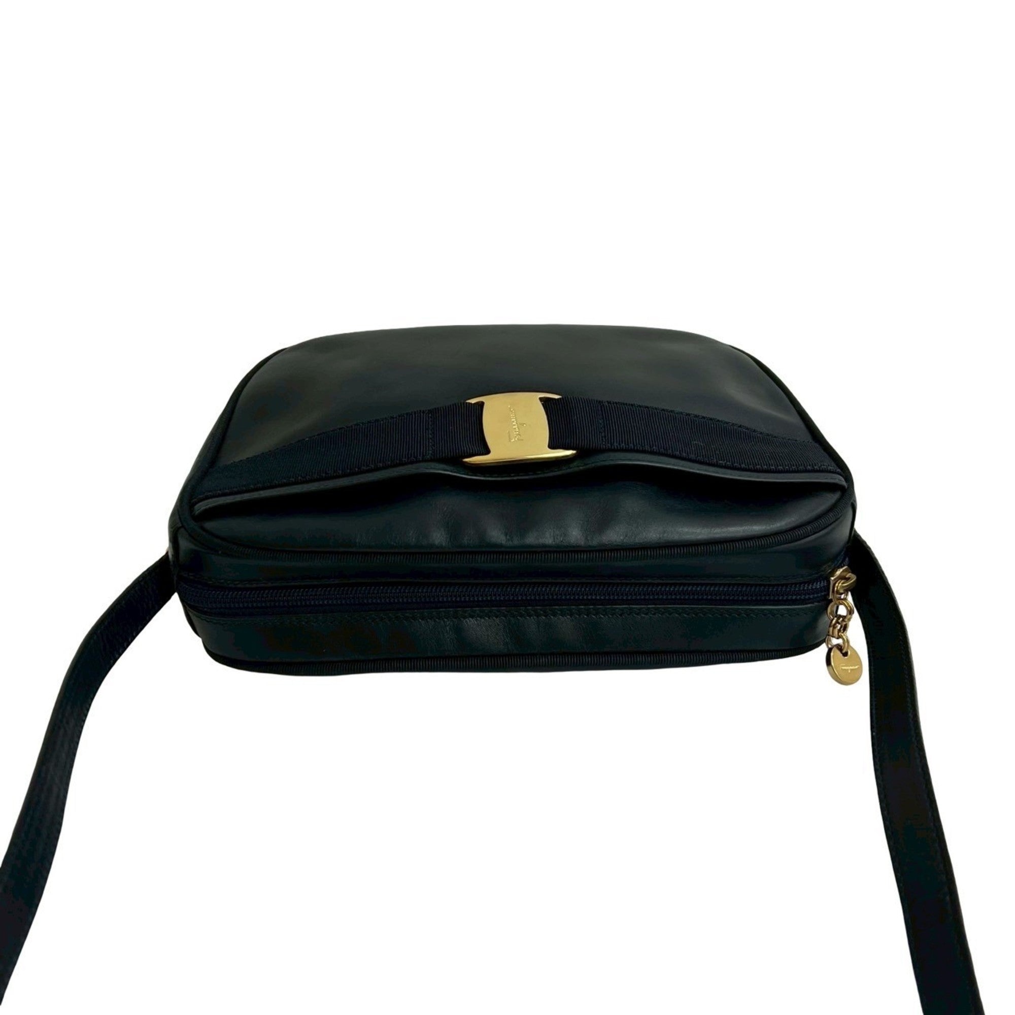 Salvatore Ferragamo Navy Leather Pochette Shoulder Bag (Pre-Owned)