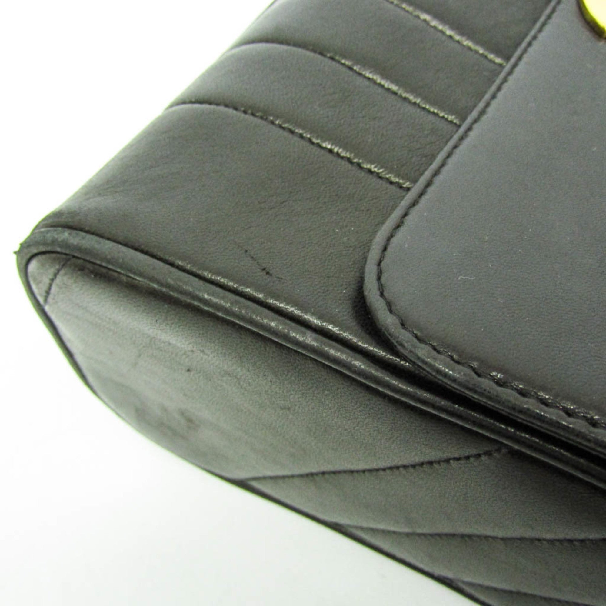 Chanel Mademoiselle Black Leather Shoulder Bag (Pre-Owned)