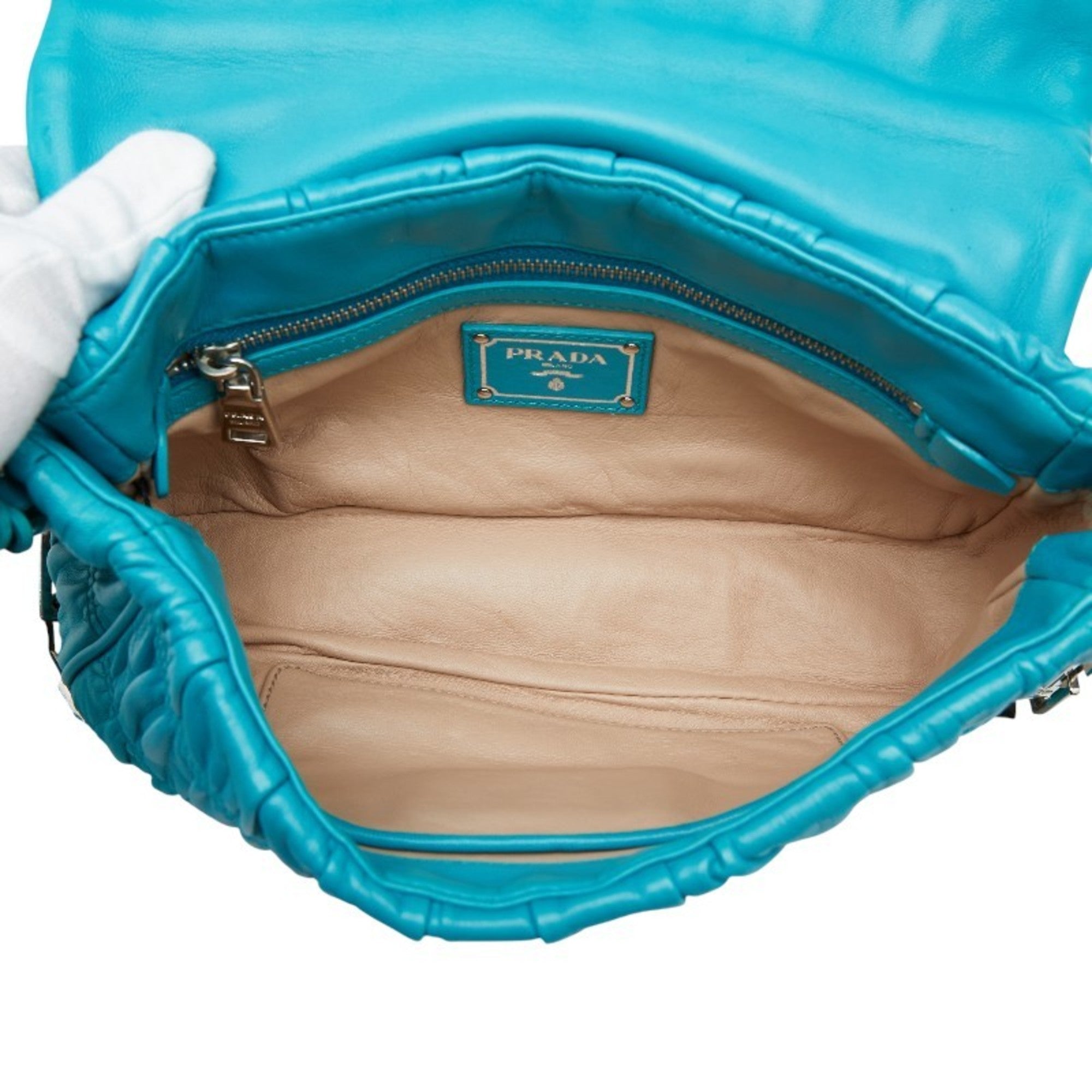 Prada Blue Leather Shoulder Bag (Pre-Owned)