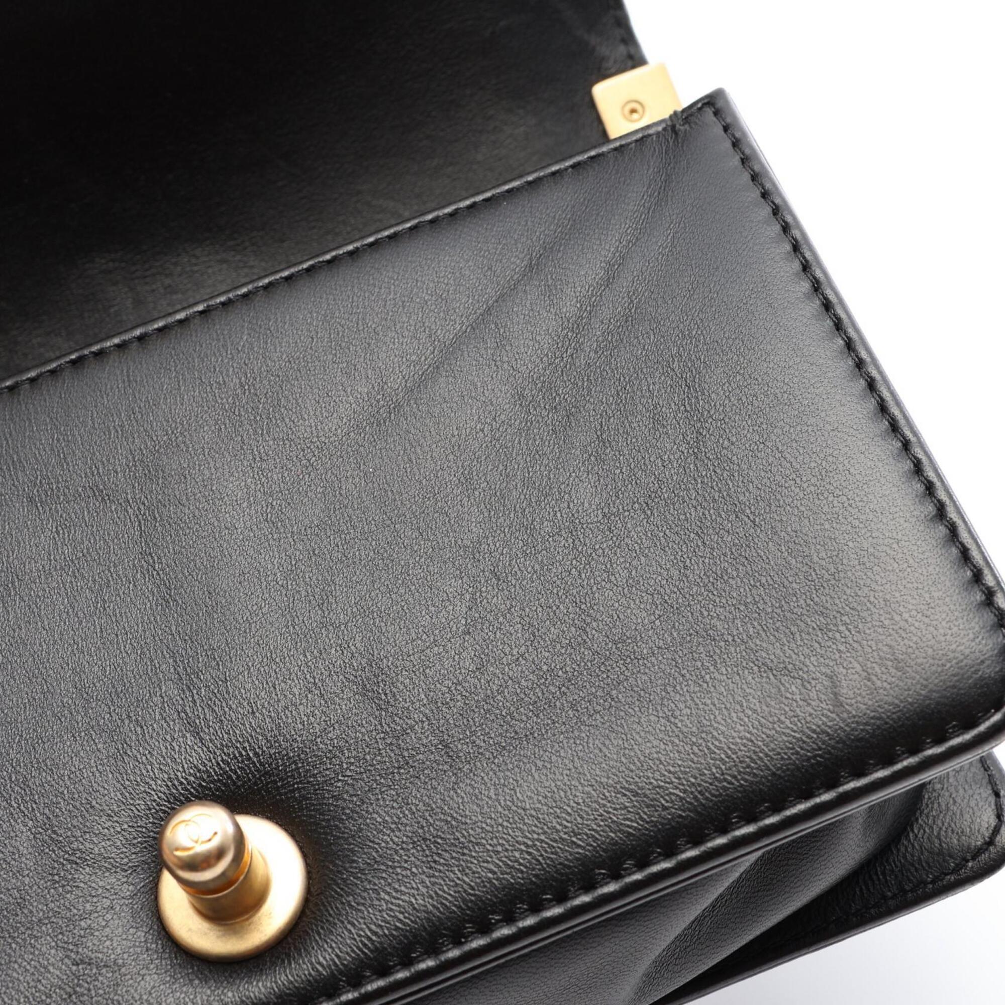Chanel Black Leather Handbag Shoulder Bag (Pre-Owned)