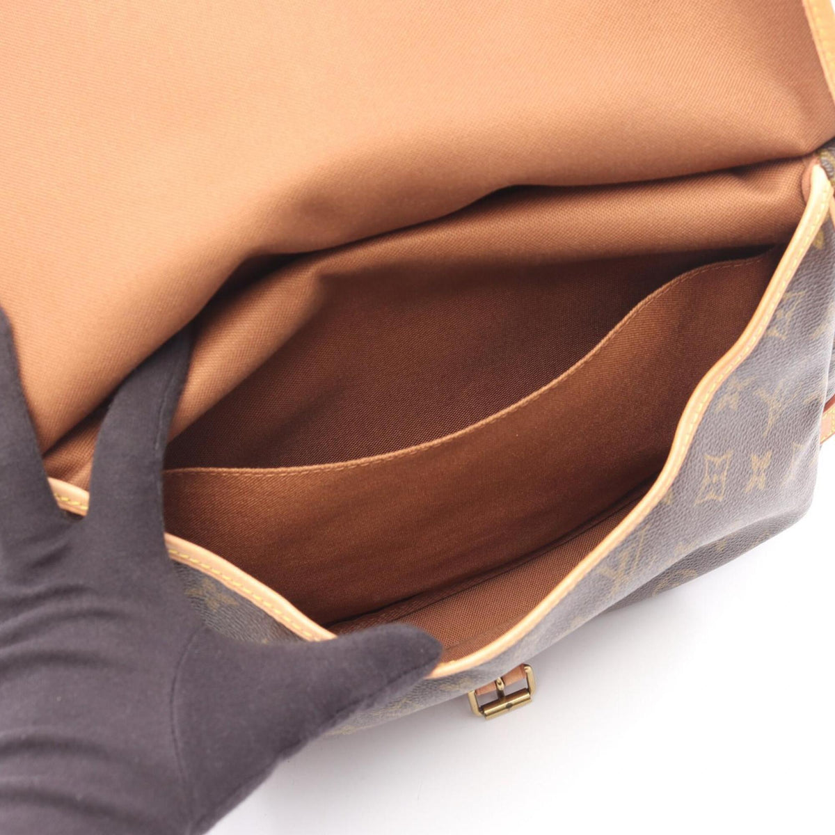 Louis Vuitton Brown Coated Canvas Leather Handbag Shoulder Bag (Pre-Owned)