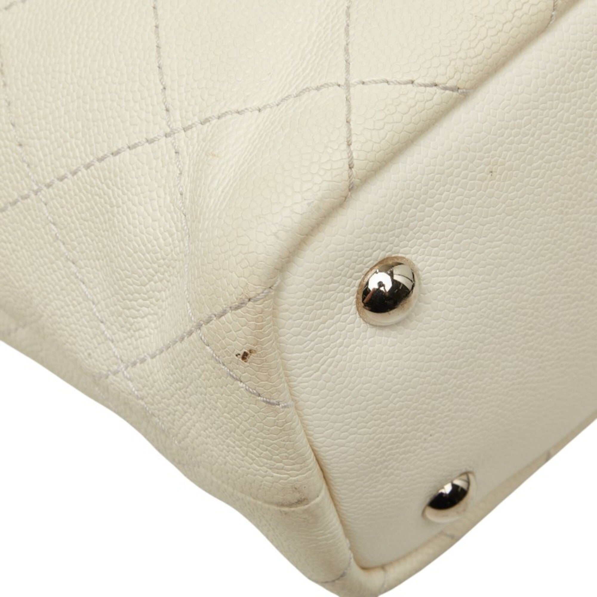 Chanel White Grained Calfskin Shoulder Bag Tote Bag (Pre-Owned)