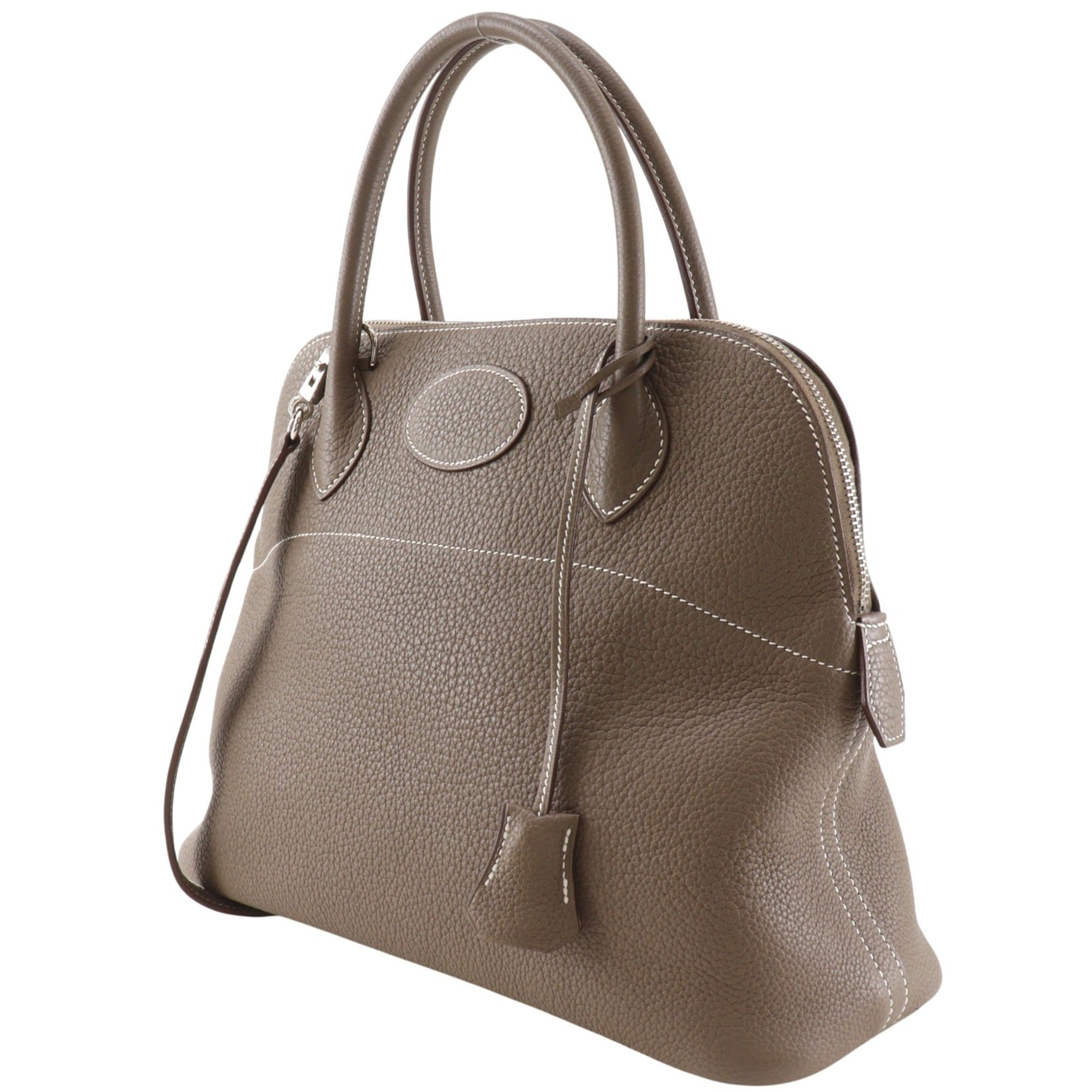 Hermes Bolide Etoupe Gray Taurillon Clemence Leather Handbag (Pre-Owned)