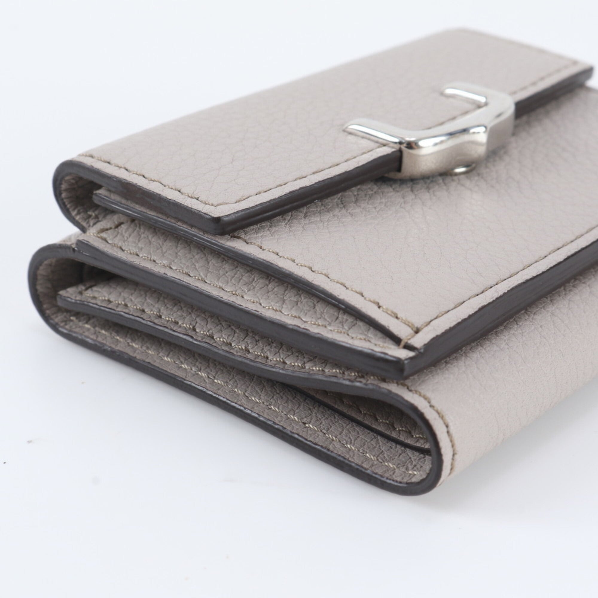Cartier C De Cartier Beige Leather Wallet (Tri-Fold) (Pre-Owned)