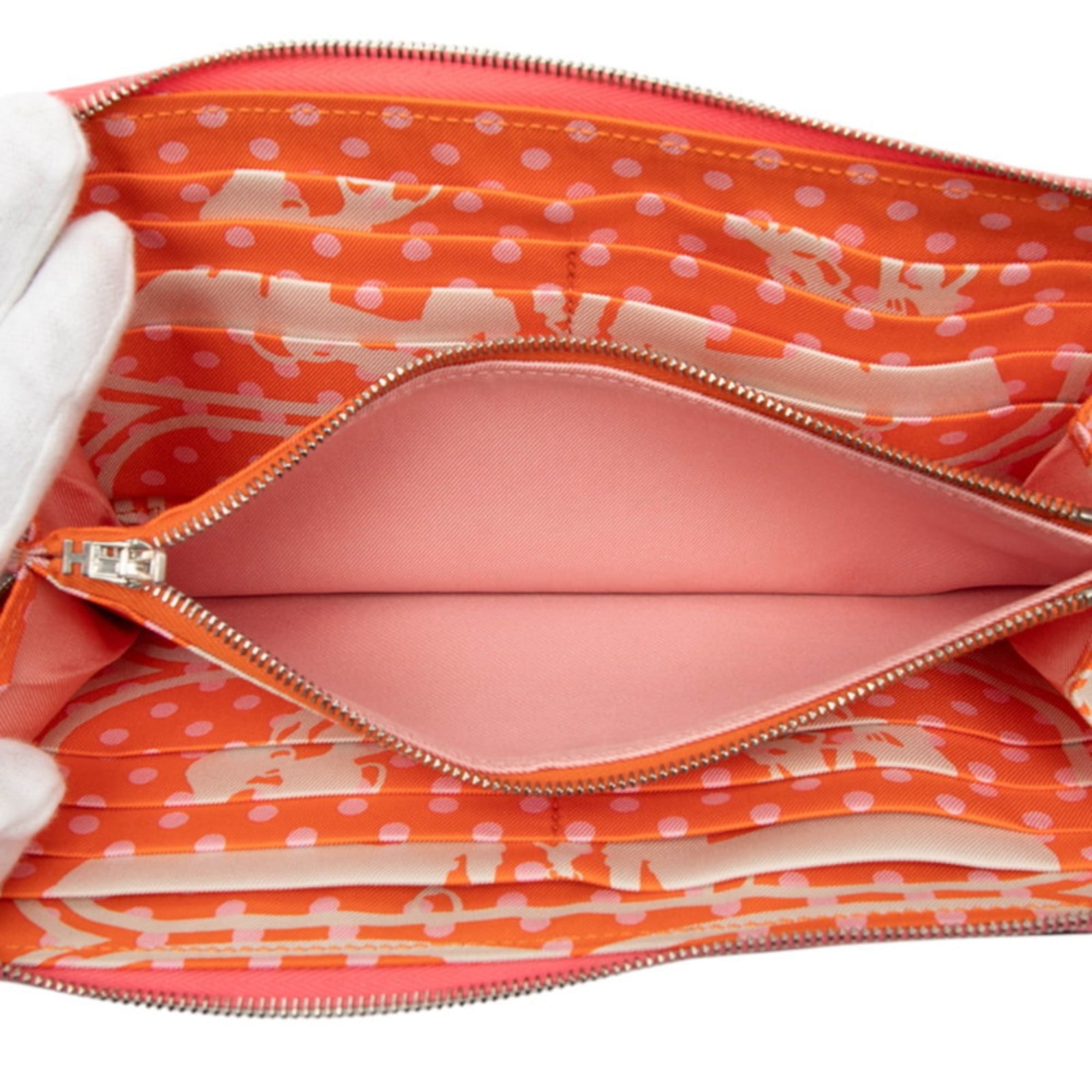 Hermes Orange Pink Rose Azalee Epsom Leather Long Wallet (Bi-Fold) (Pre-Owned)