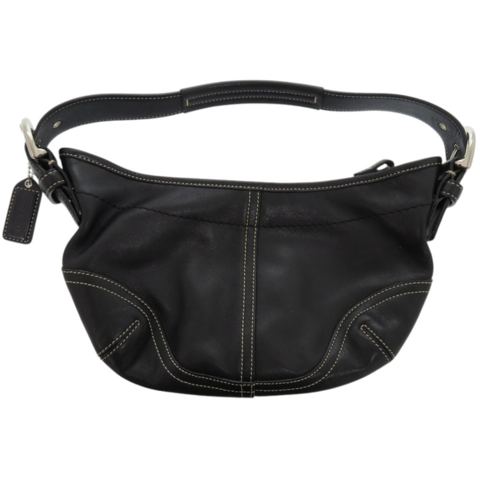 Coach Black White Leather Shoulder Bag (Pre-Owned)