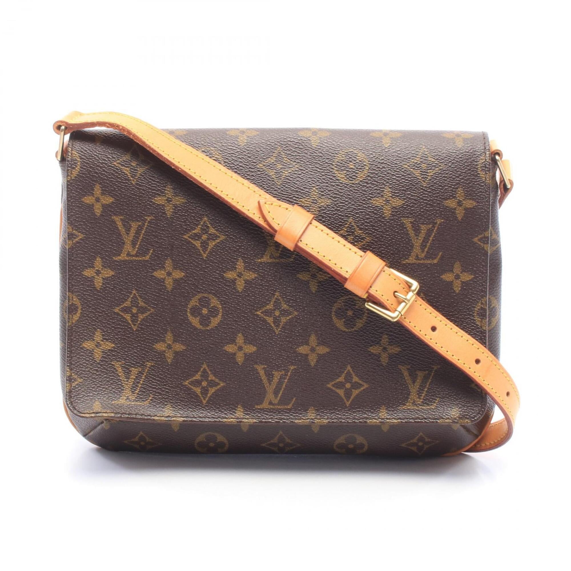 Louis Vuitton Brown Coated Canvas Leather Handbag Shoulder Bag (Pre-Owned)