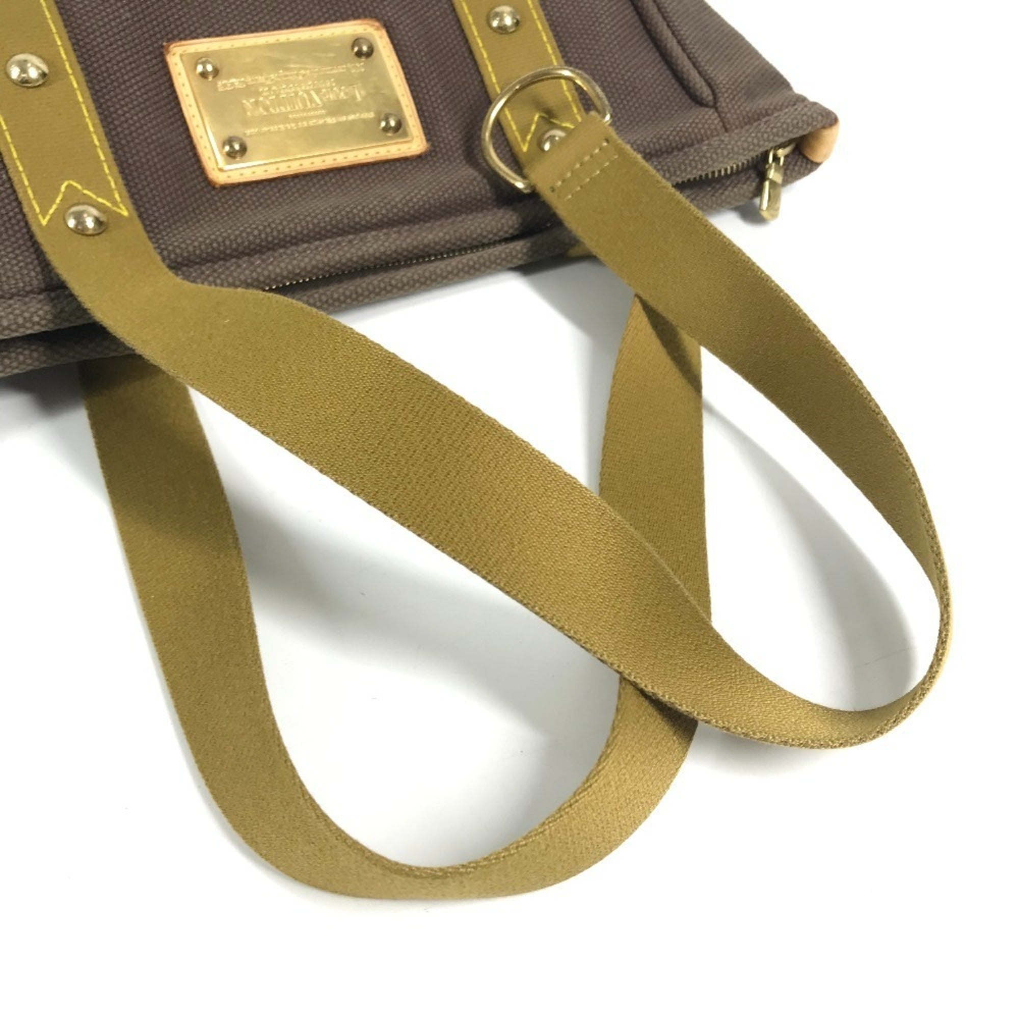 Louis Vuitton Brown Canvas Leather Shoulder Bag Tote Bag (Pre-Owned)