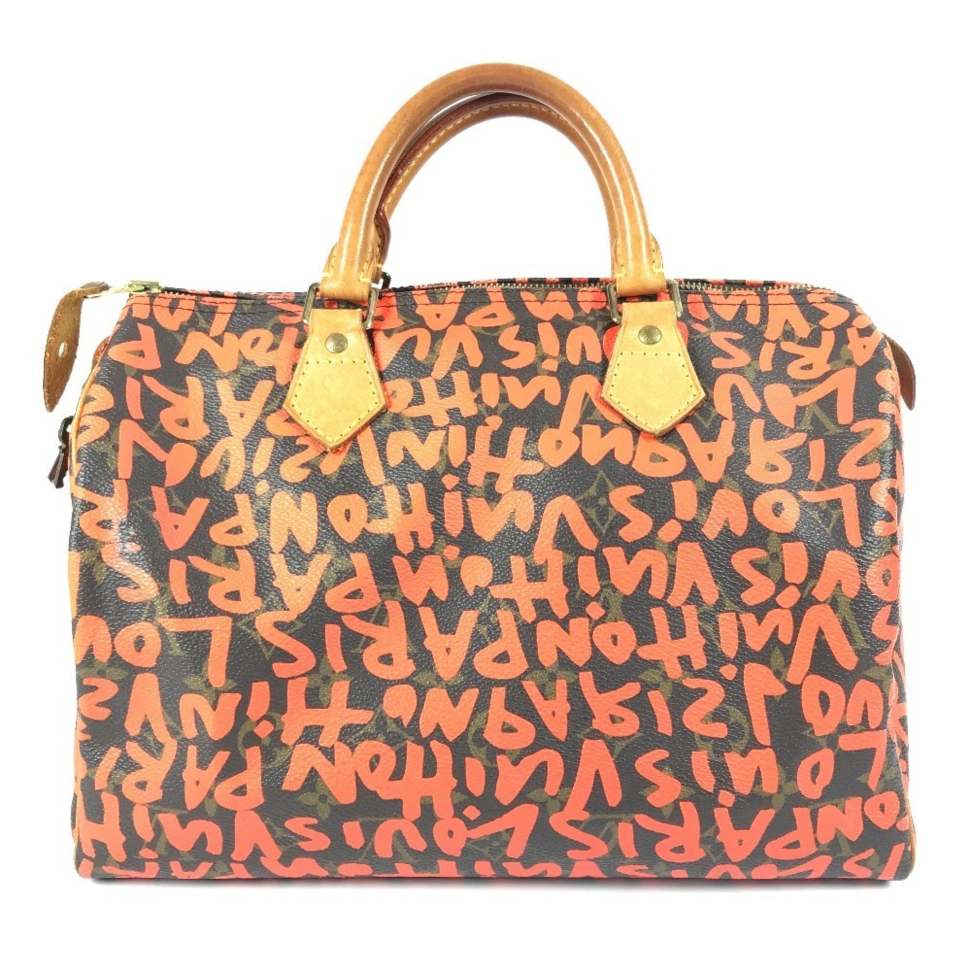 Louis Vuitton Monogram Graffiti Lv Orange Orange Monogram Graffiti Boston Bag Handbag (Pre-Owned)
