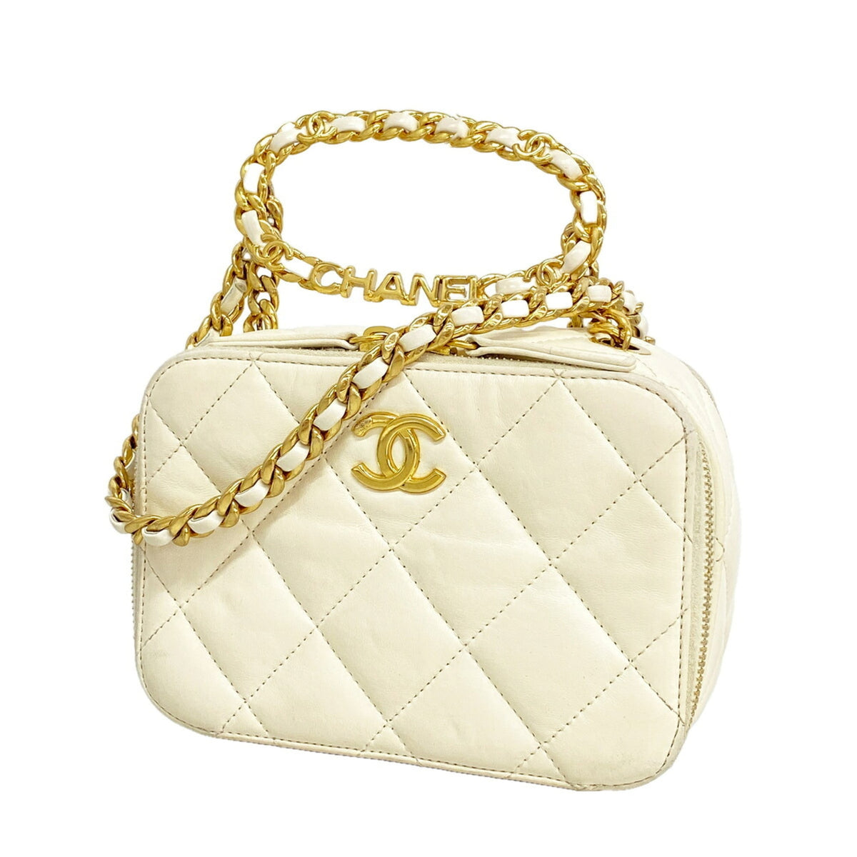 Chanel White Leather Shoulder Bag (Pre-Owned)