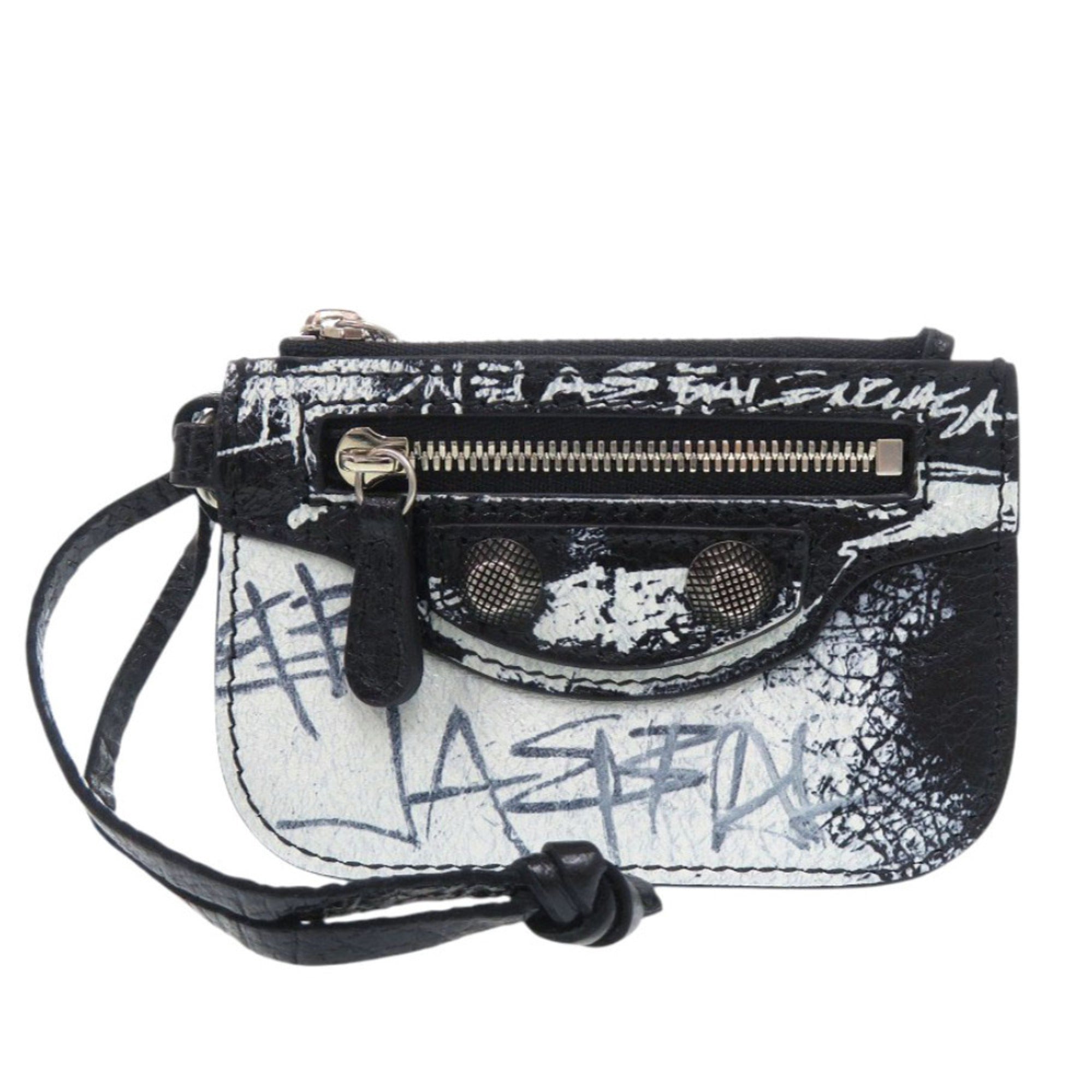 Balenciaga Black Leather Coin Purse/Coin Case (Pre-Owned)