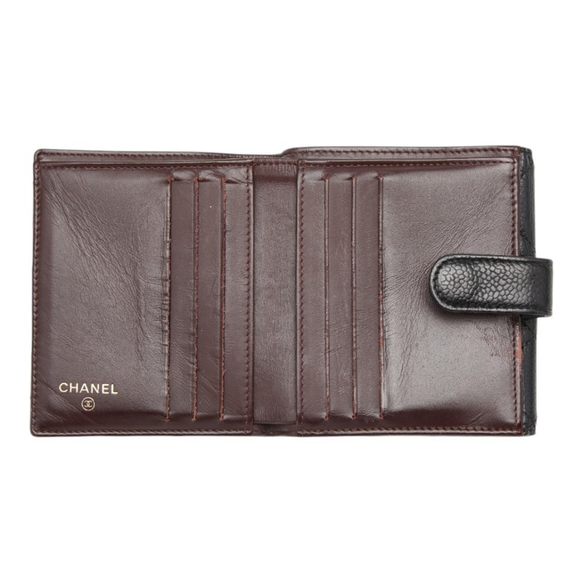 Chanel Black Grained Calfskin Wallet (Bi-Fold) (Pre-Owned)