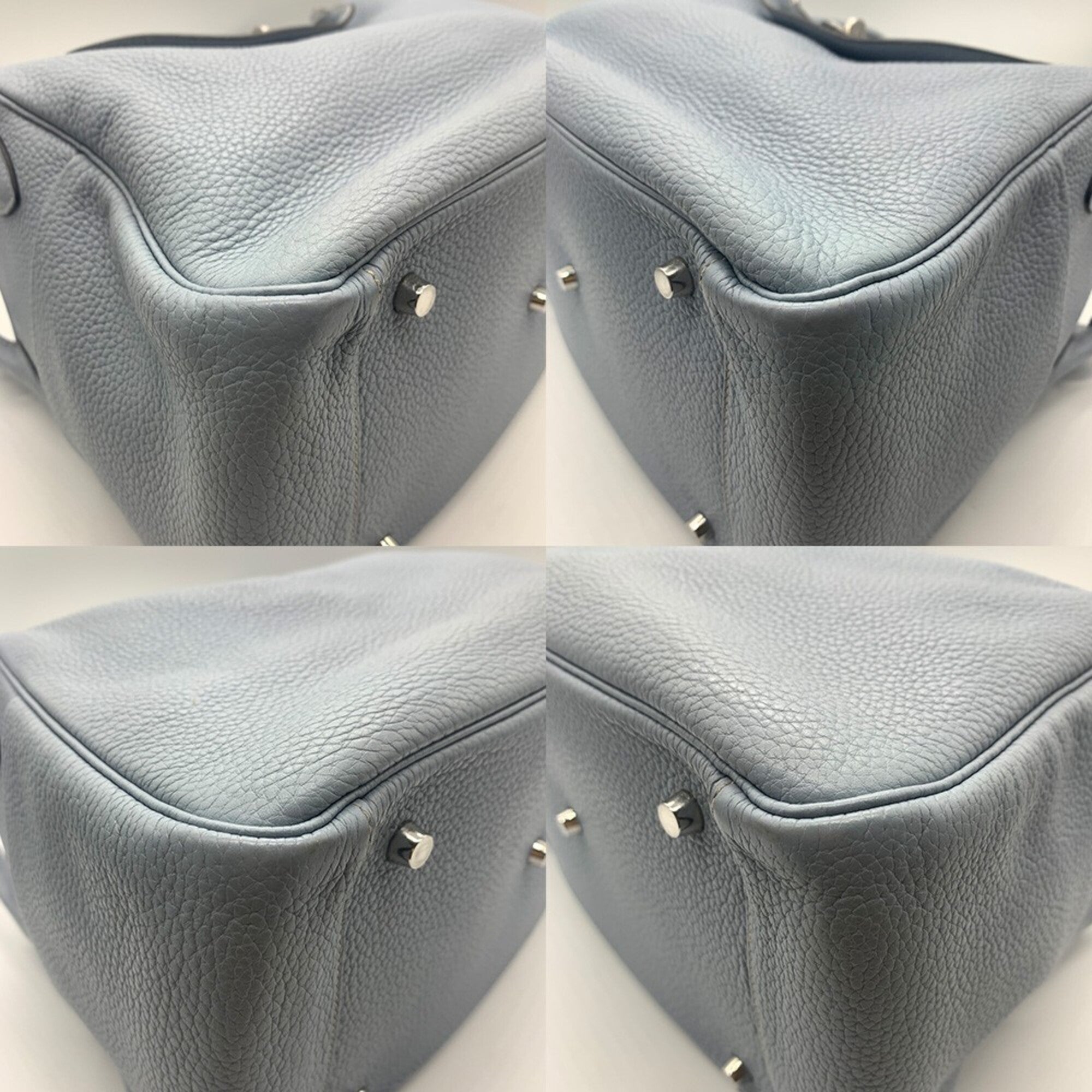 Hermes Lindy Blue Lin Taurillon Clemence Leather Handbag (Pre-Owned)