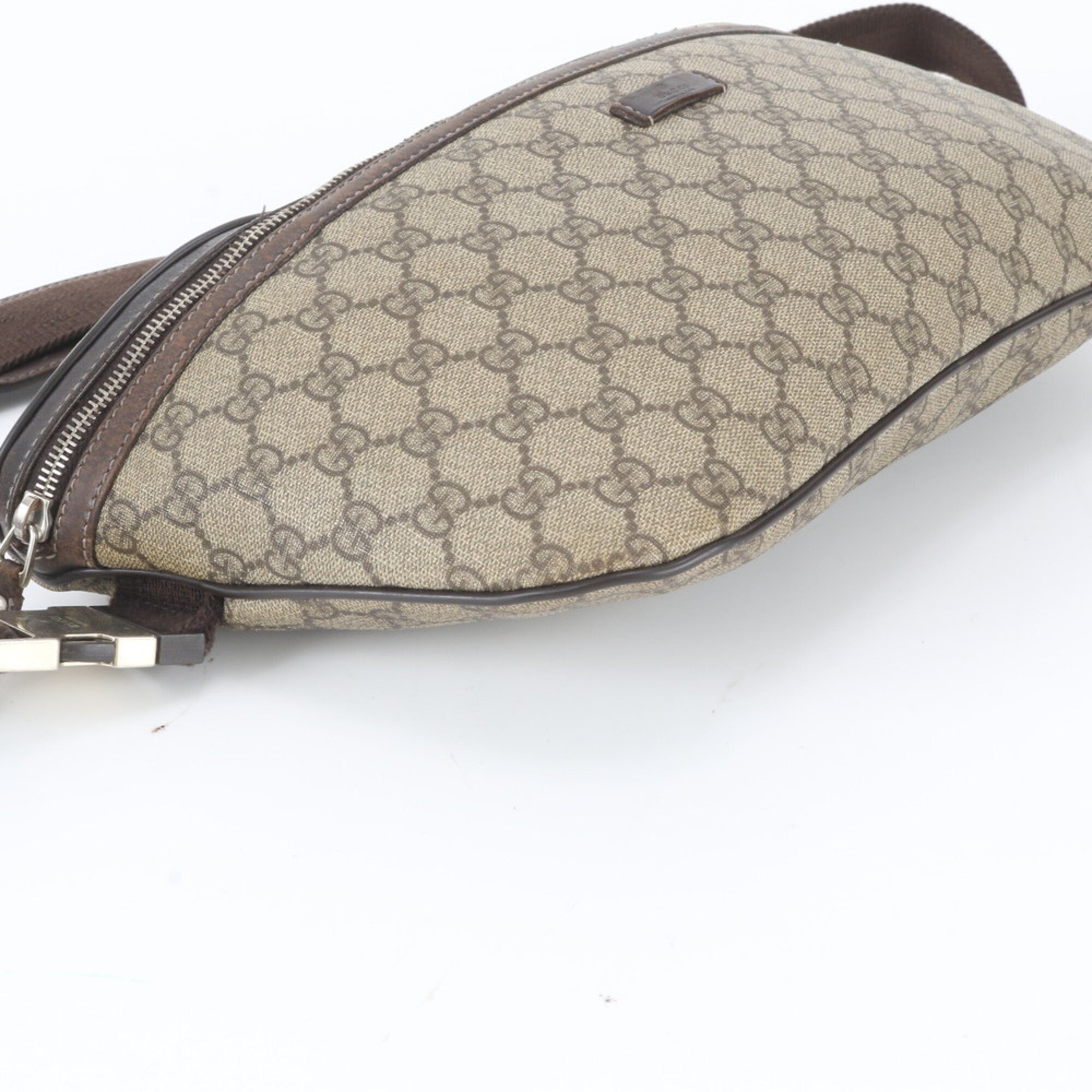 Gucci Beige Brown Leather Coated Canvas Fanny Pack Shoulder Bag Sling Bag Tote Bag (Pre-Owned)