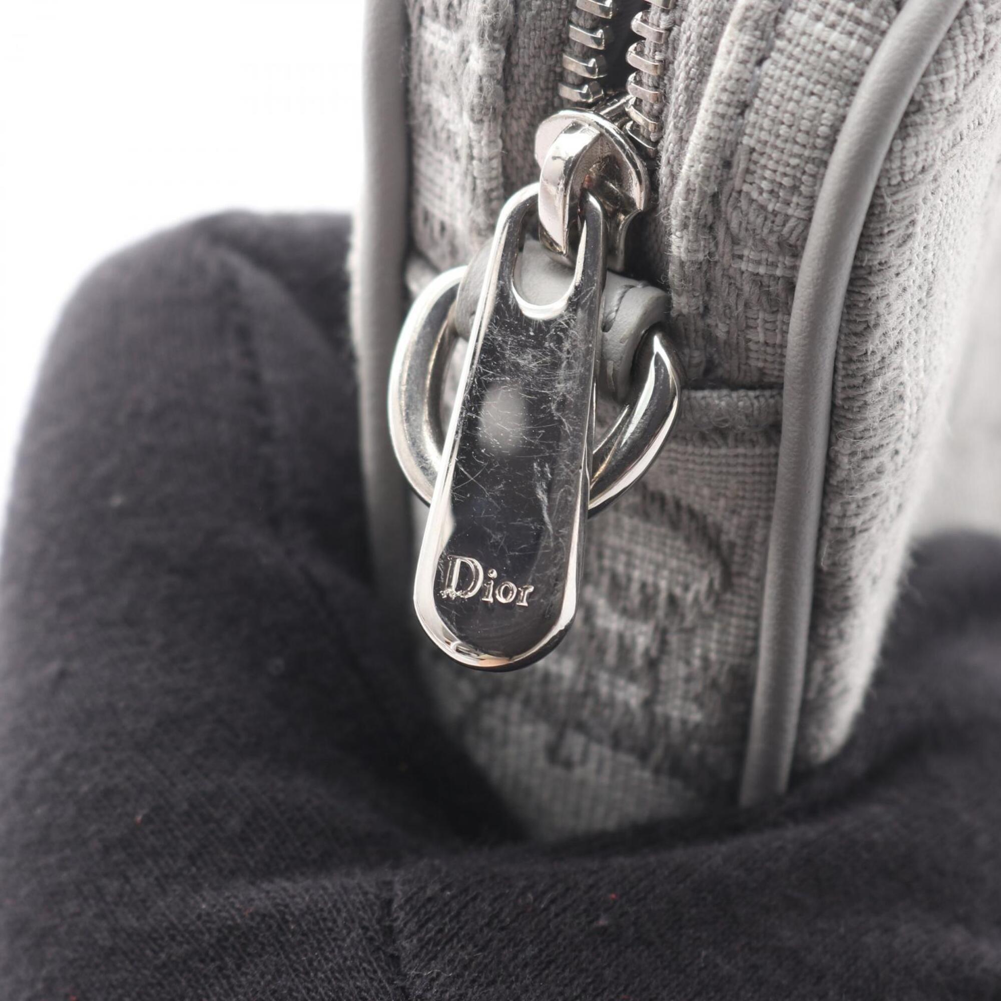 Christian Dior Gray Canvas Handbag Pouch Shoulder Bag (Pre-Owned)