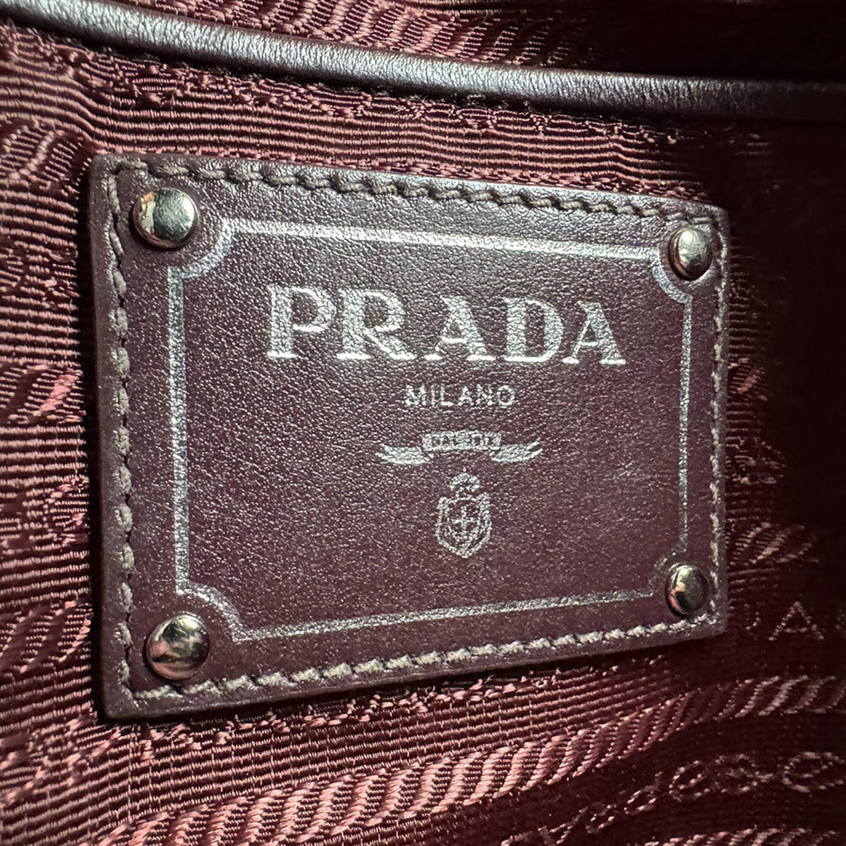 Prada Bordeaux Nylon Leather Handbag Shoulder Bag (Pre-Owned)