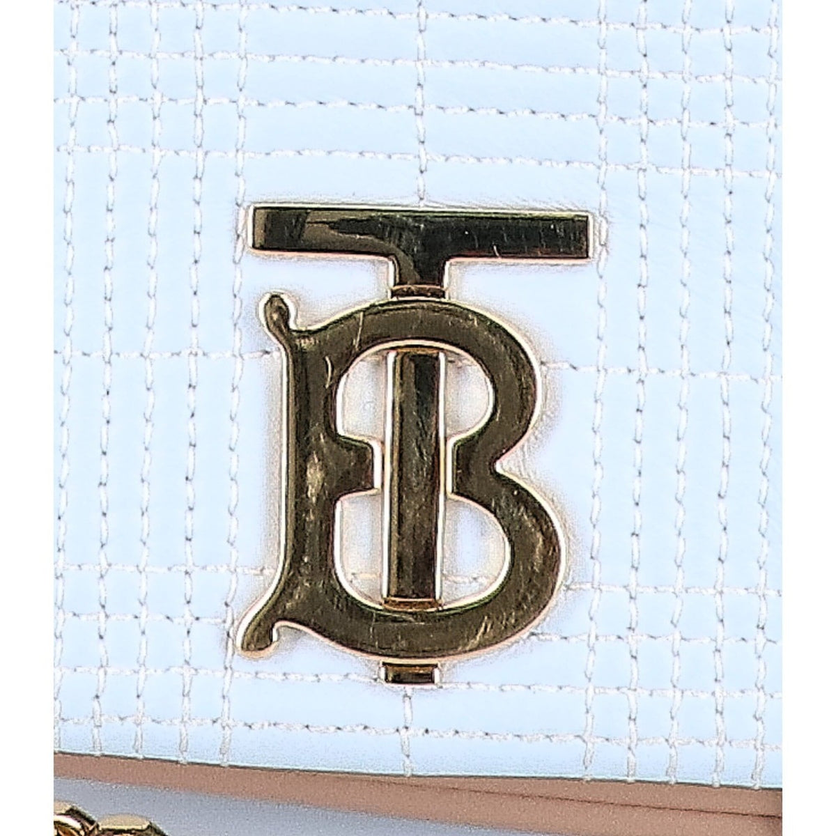 Burberry Beige Light Blue Leather Shoulder Bag (Pre-Owned)