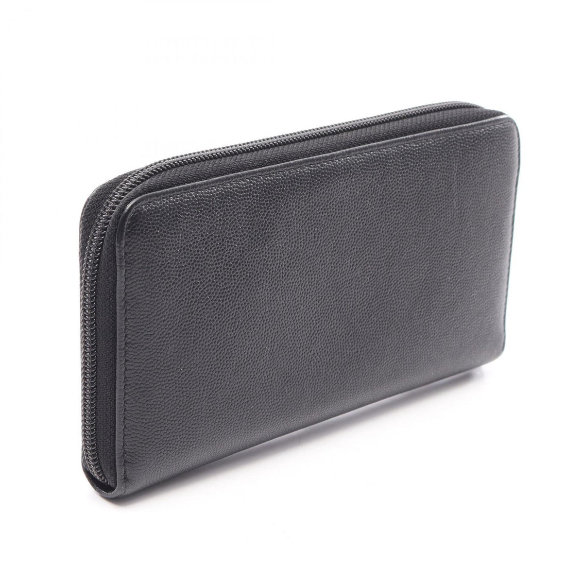 Chanel Black Grained Calfskin Long Wallet (Bi-Fold) (Pre-Owned)