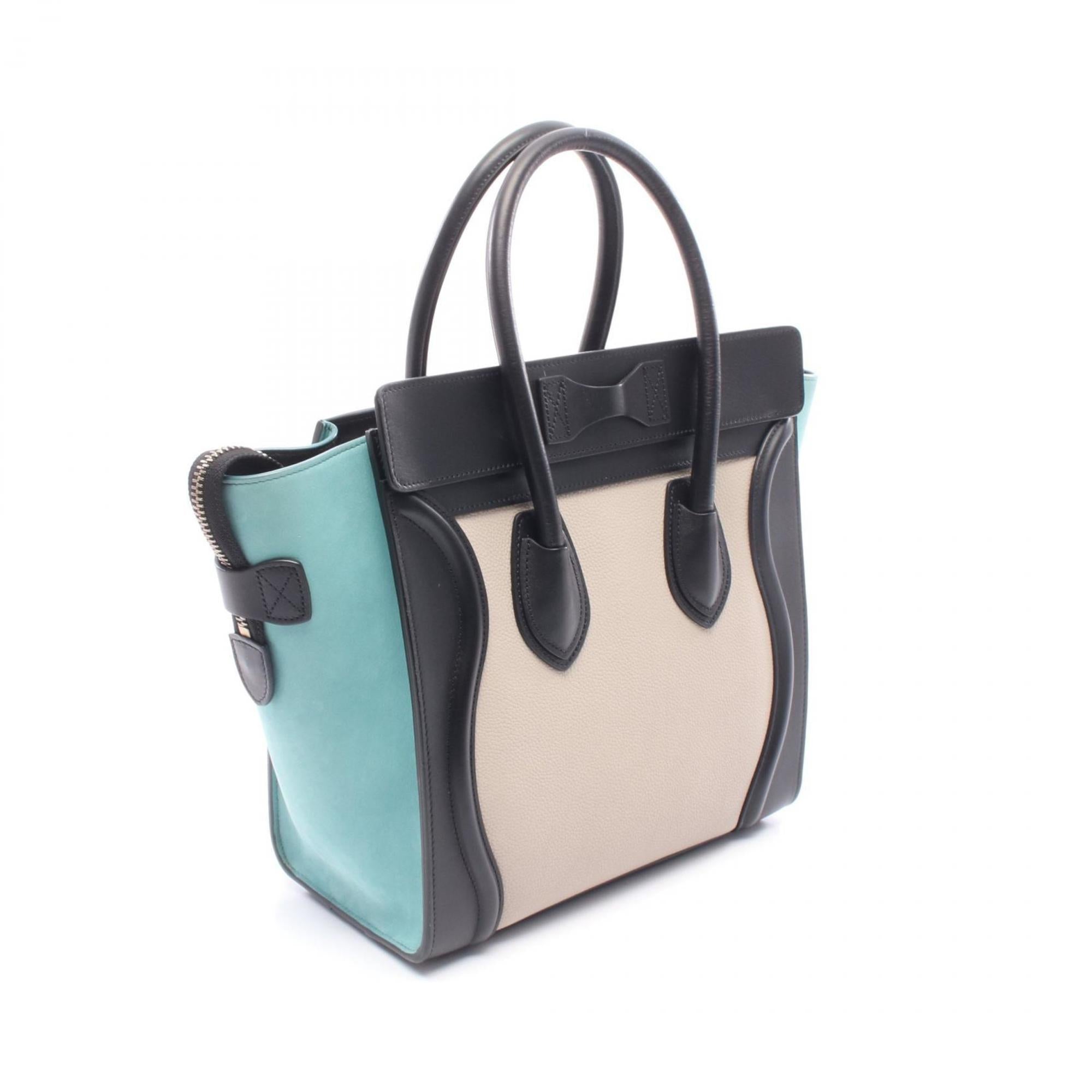 Celine Black Blue Ivory Leather Handbag Tote Bag (Pre-Owned)