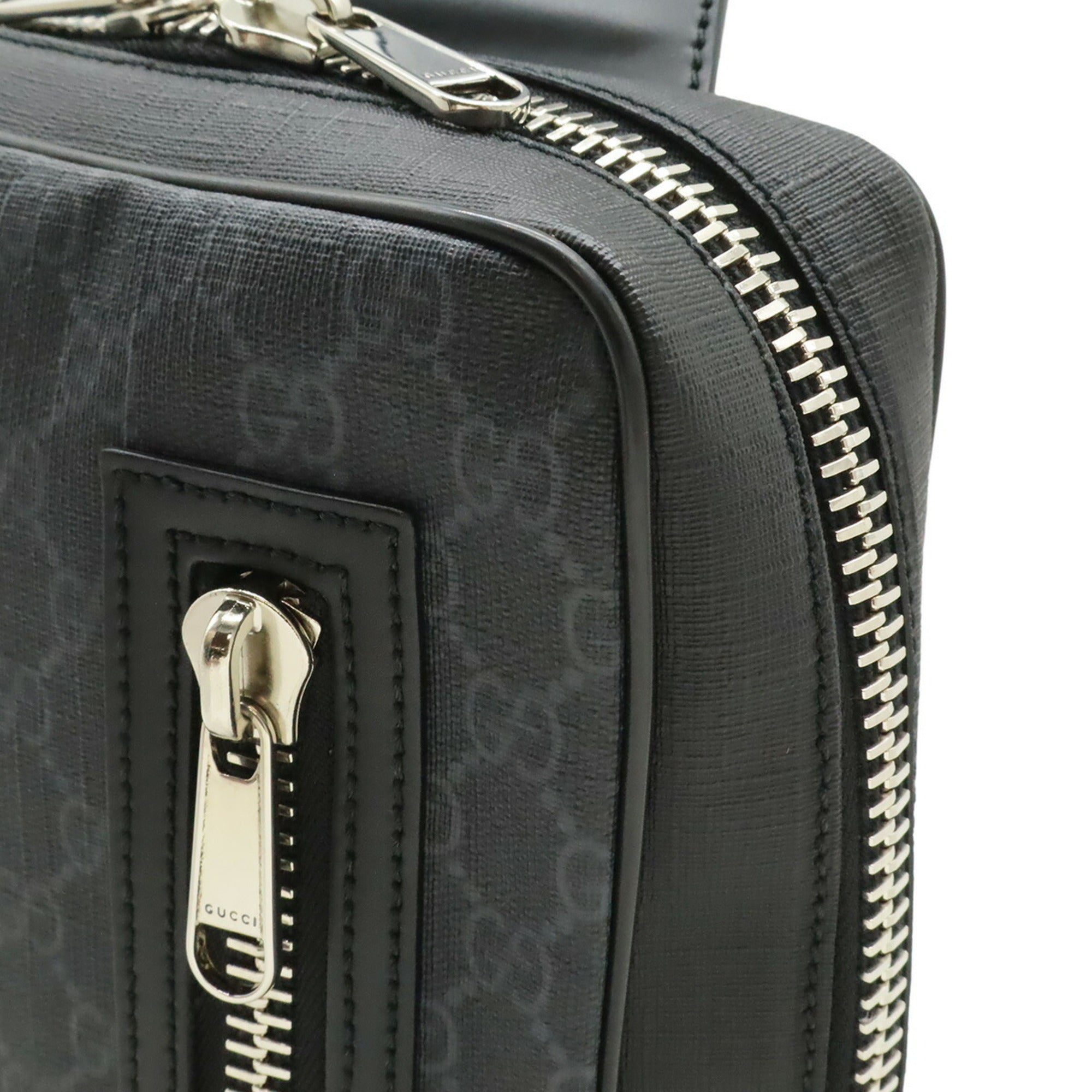 Gucci Black Gray Navy Red Color Gg Supreme Canvas Leather Shoulder Bag Sling Bag (Pre-Owned)