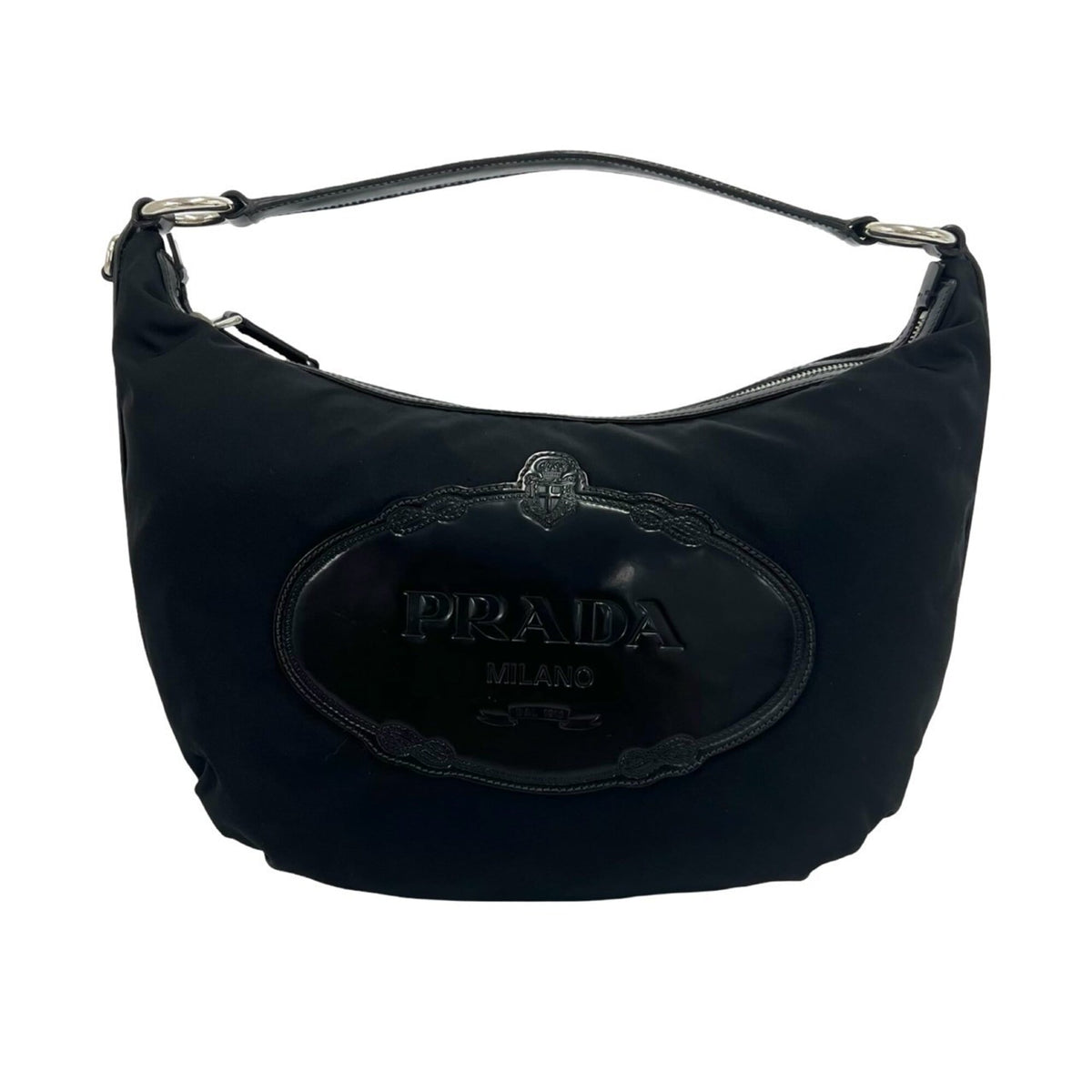 Prada Black Nylon Leather Shoulder Bag Tote Bag (Pre-Owned)