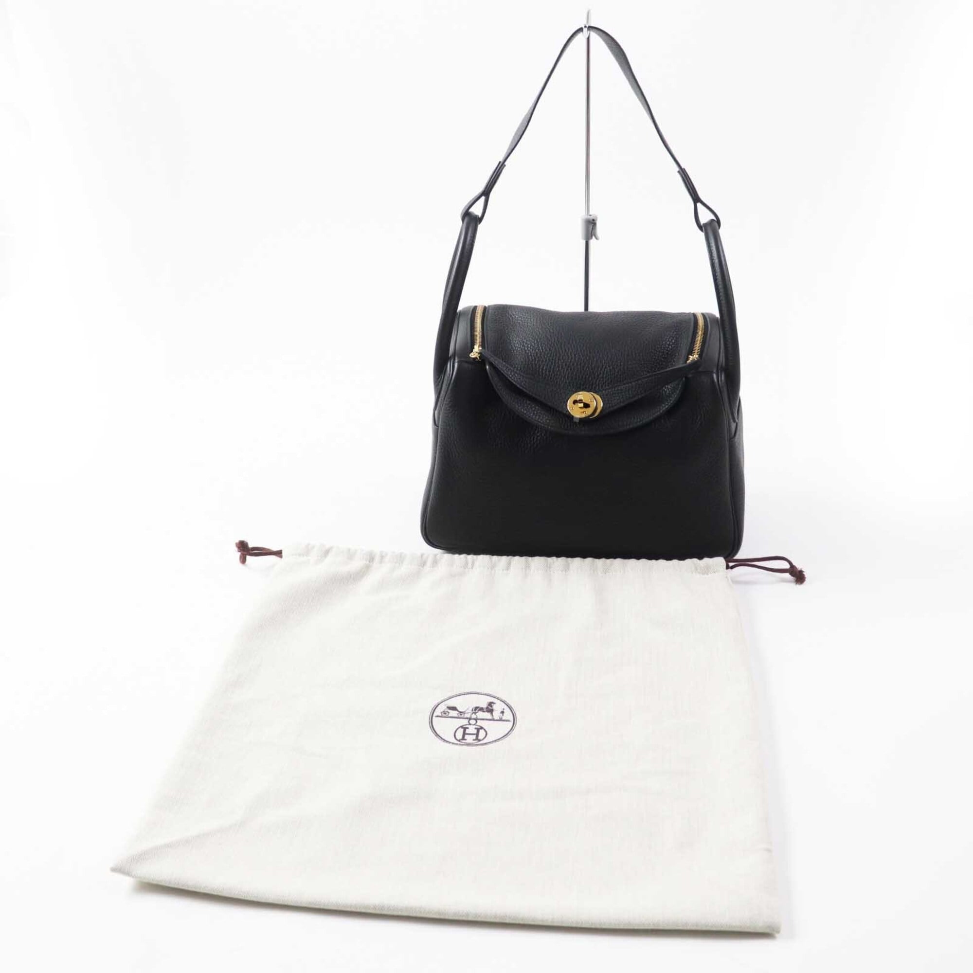 Hermes Lindy Black Taurillon Clemence Leather Shoulder Bag (Pre-Owned)