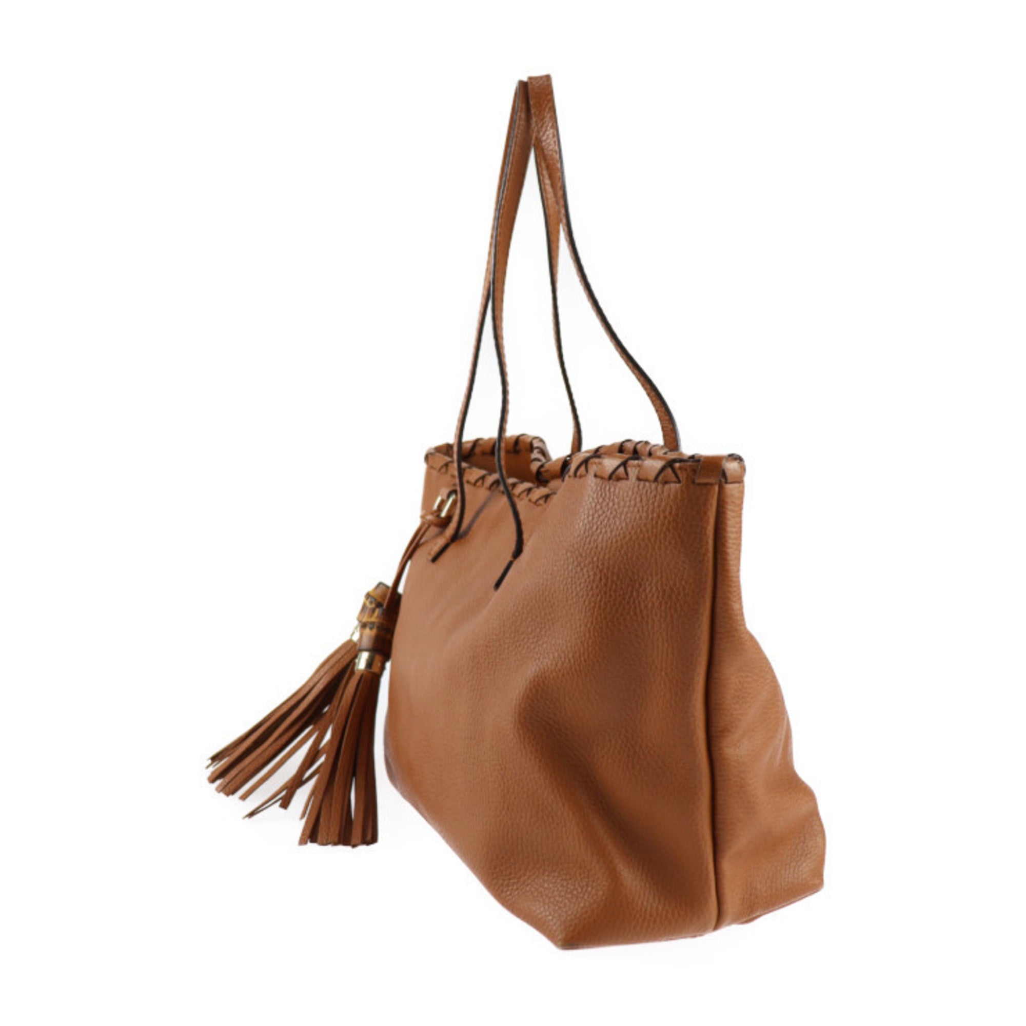 Gucci Brown Leather Handbag Shoulder Bag Tote Bag (Pre-Owned)