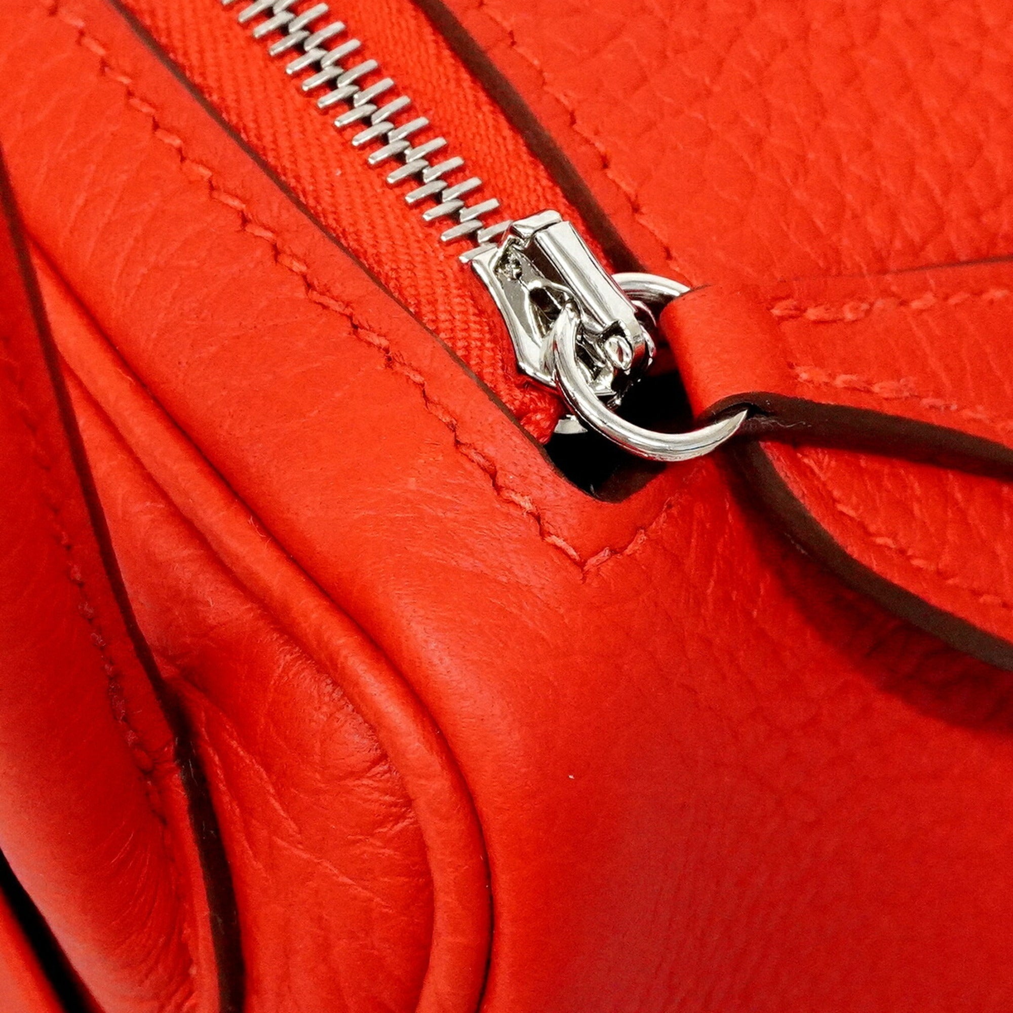 Hermes Red Color Taurillon Clemence Leather Handbag (Pre-Owned)