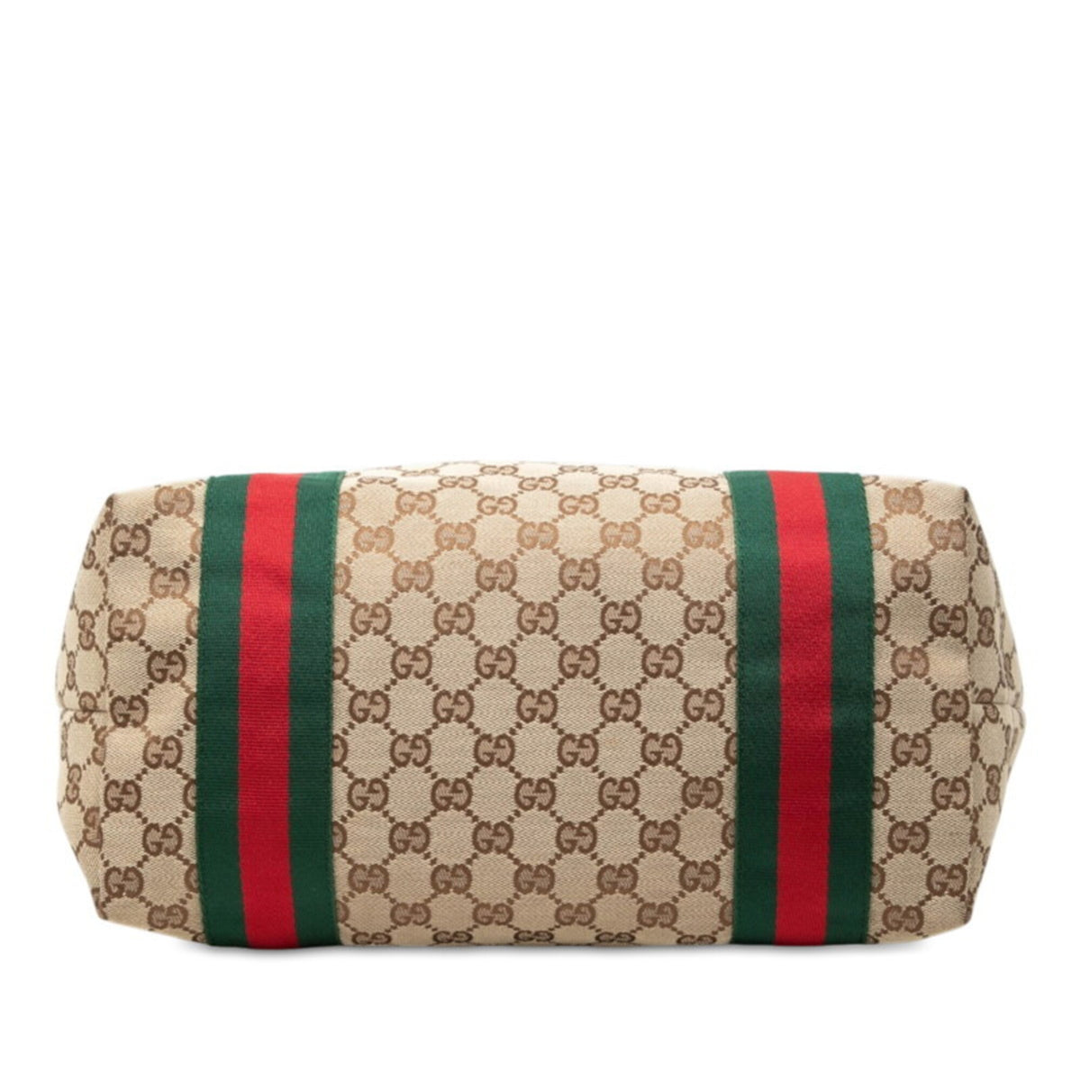 Gucci Beige Brown Canvas Leather Shoulder Bag Tote Bag (Pre-Owned)