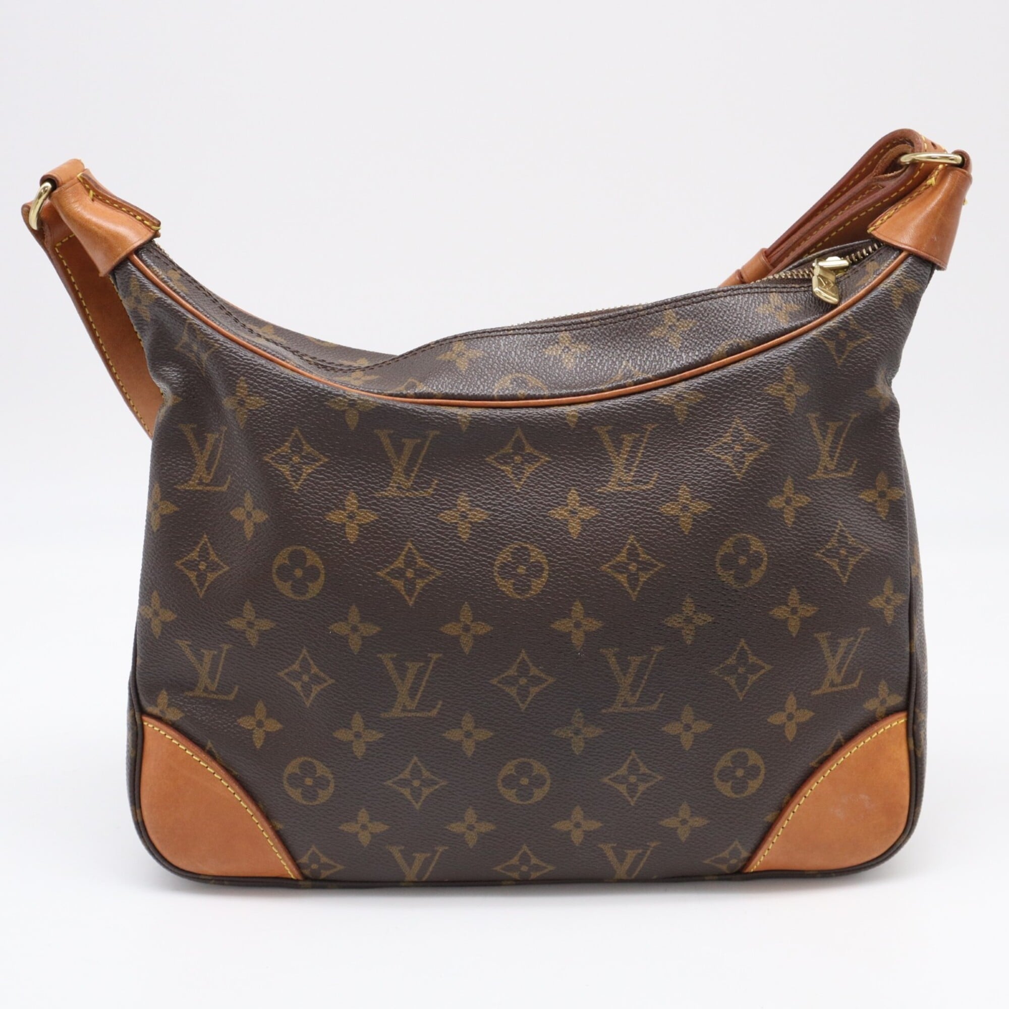 Louis Vuitton Beige Brown Coated Canvas Leather Shoulder Bag (Pre-Owned)