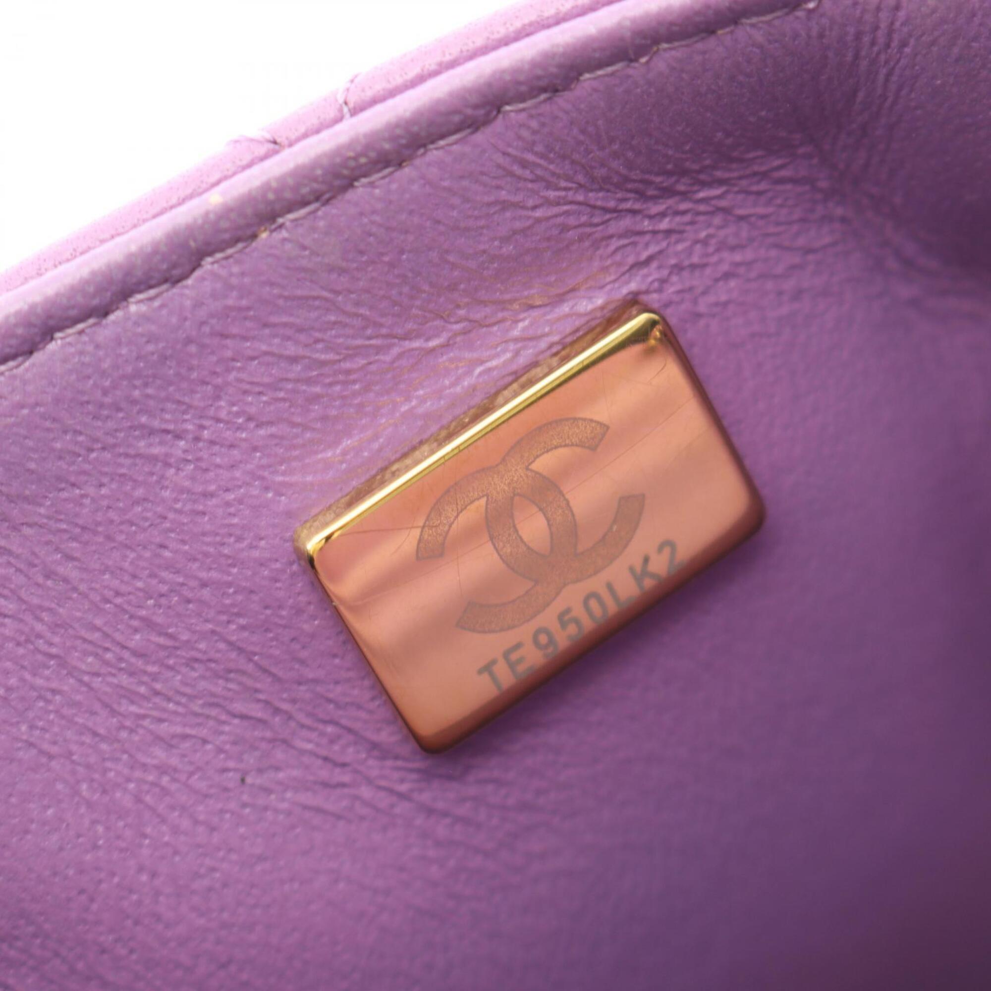 Chanel Purple Leather Handbag Shoulder Bag (Pre-Owned)