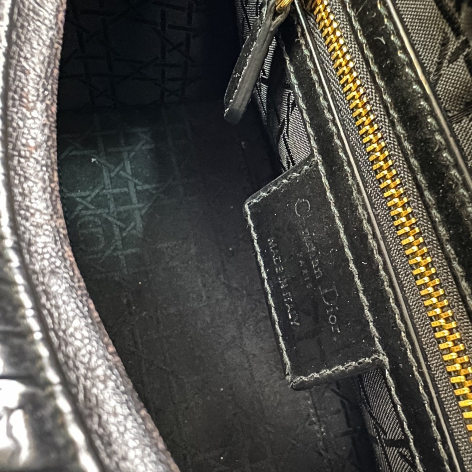 Christian Dior Lady Dior Black Patent Leather Handbag (Pre-Owned)