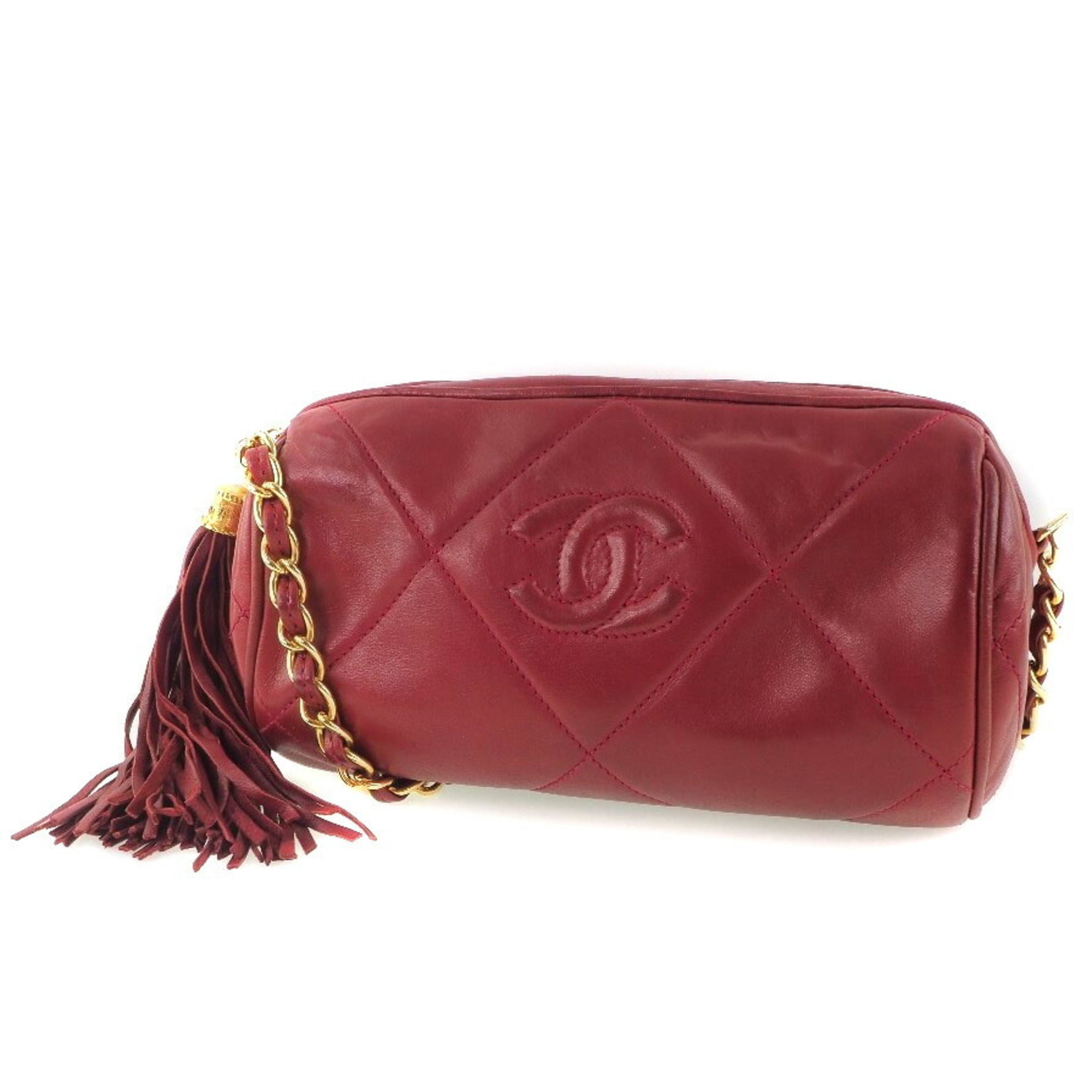 Chanel Matelasse Gold Red Color Shoulder Bag (Pre-Owned)