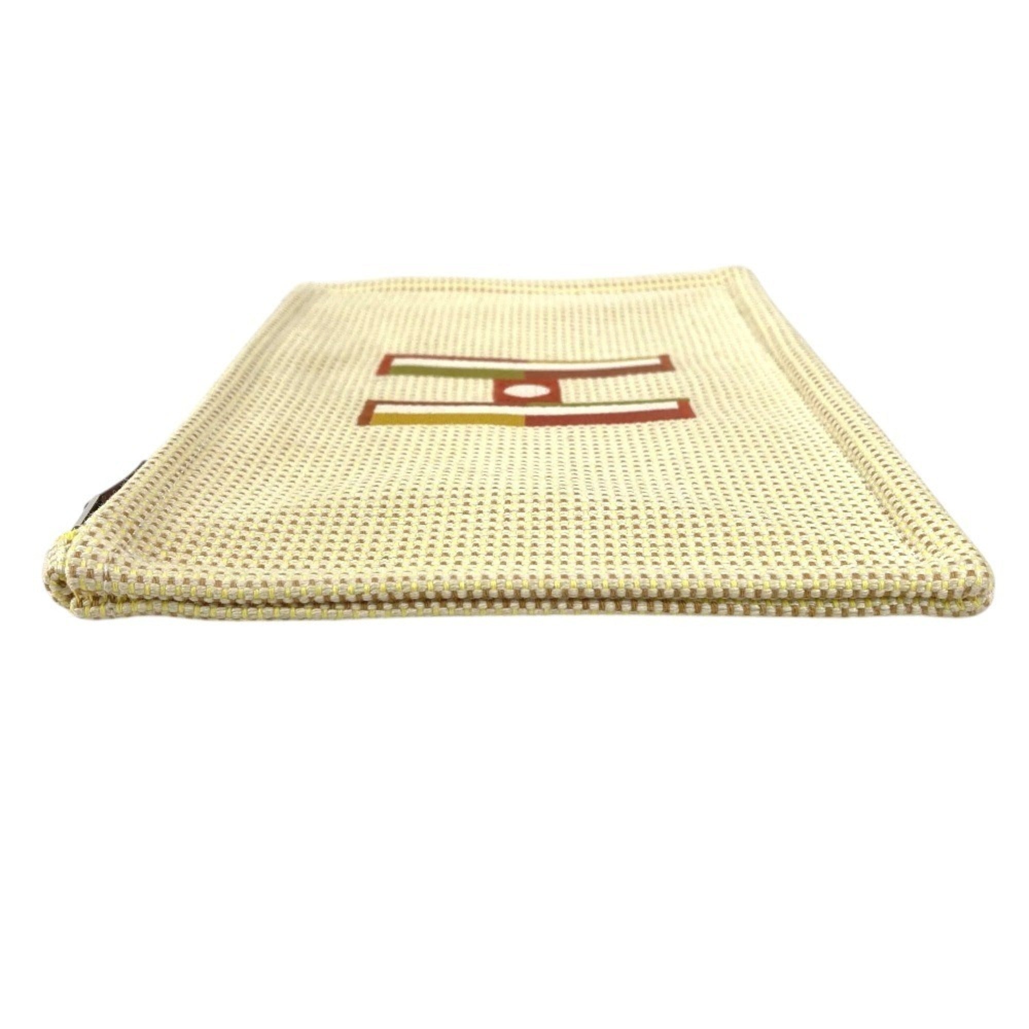 Hermes Yellow Embroidery Clutch Bag Handbag Pouch (Pre-Owned)