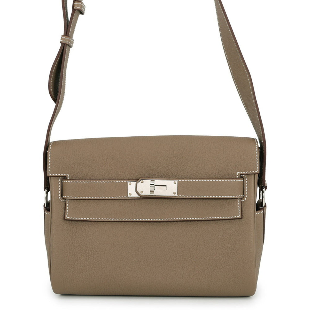 Hermes Etoupe Gray Evercalf Leather Messenger Bag Shoulder Bag (Pre-Owned)
