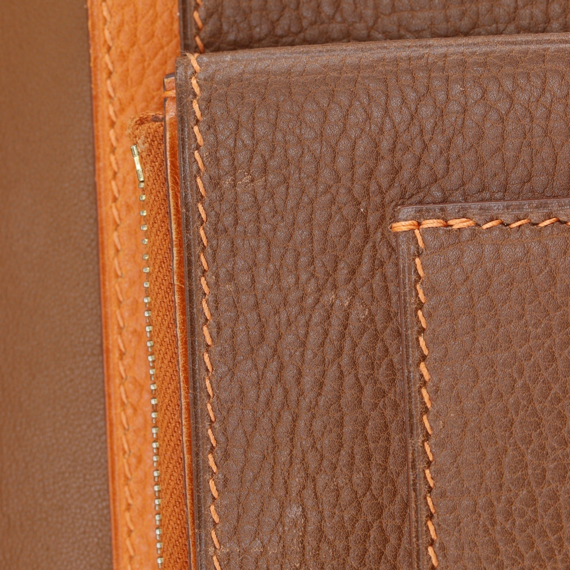 Hermes Brown Togo Leather Long Wallet (Bi-Fold) (Pre-Owned)