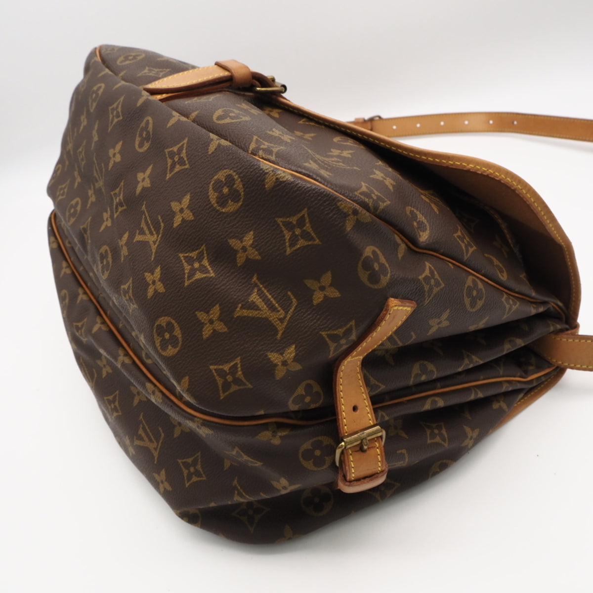 Louis Vuitton Monogram Beige Brown Coated Canvas Leather Shoulder Bag (Pre-Owned)