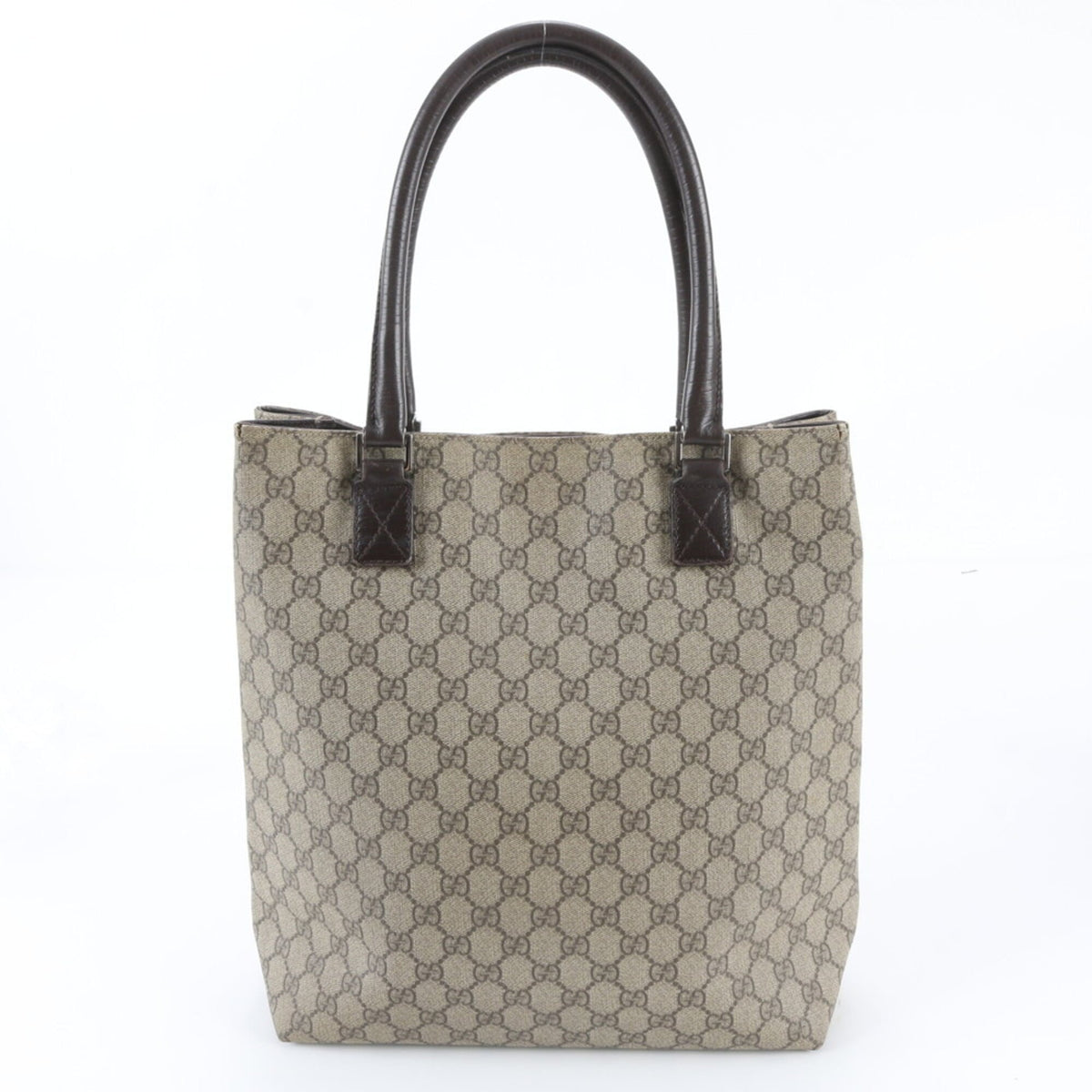 Gucci Beige Leather Coated Canvas Shoulder Bag Tote Bag (Pre-Owned)