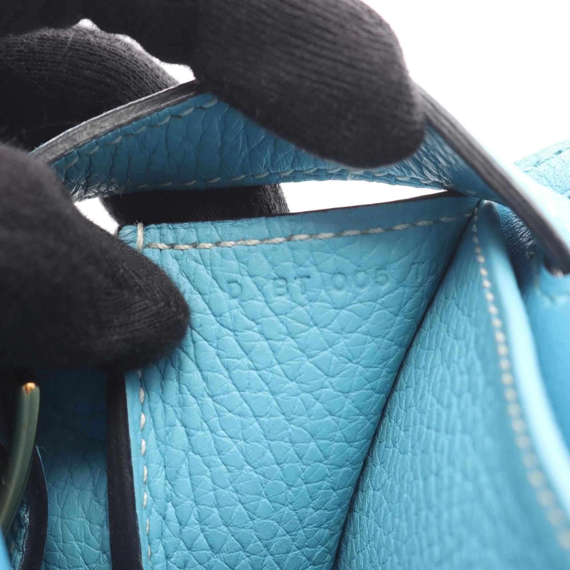 Hermes Alezan Blue Taurillon Clemence Leather Handbag (Pre-Owned)