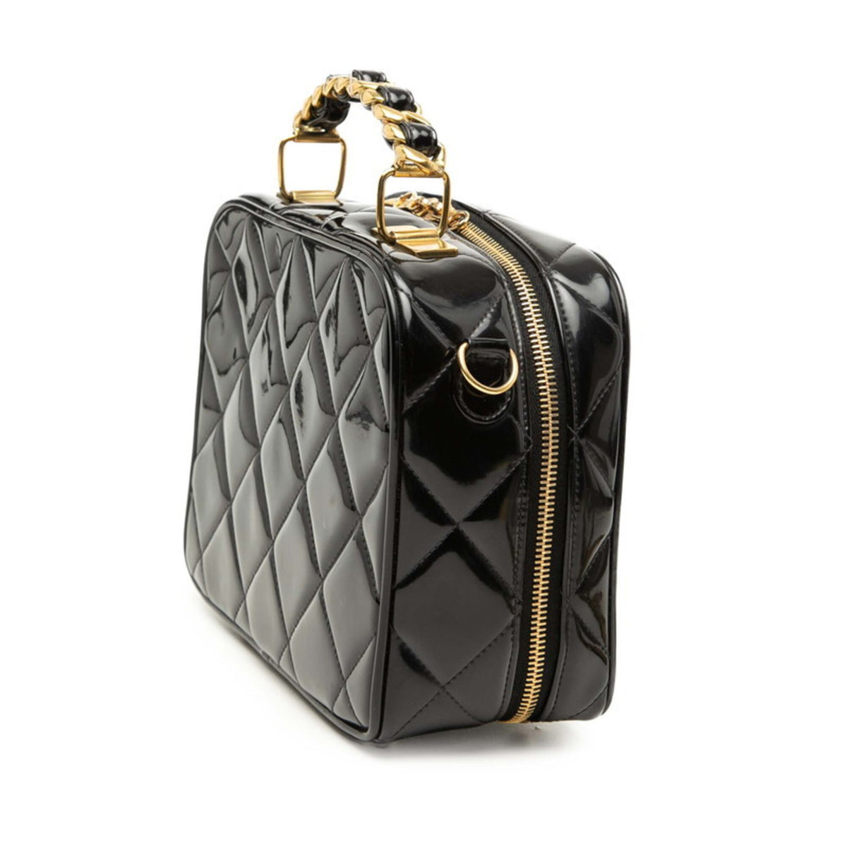 Chanel Black Patent Leather Handbag Shoulder Bag (Pre-Owned)