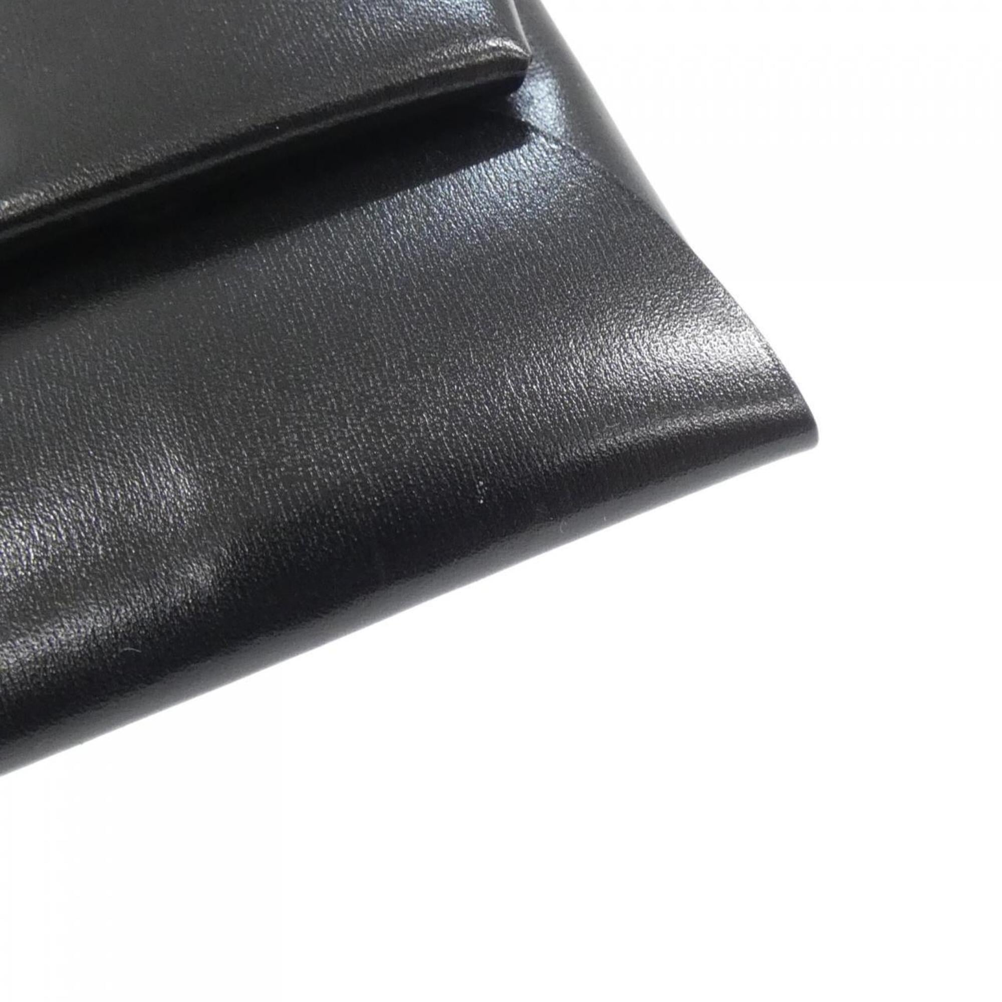 Hermes Bastia Black Box Calf Leather Coin Purse/Coin Case (Pre-Owned)