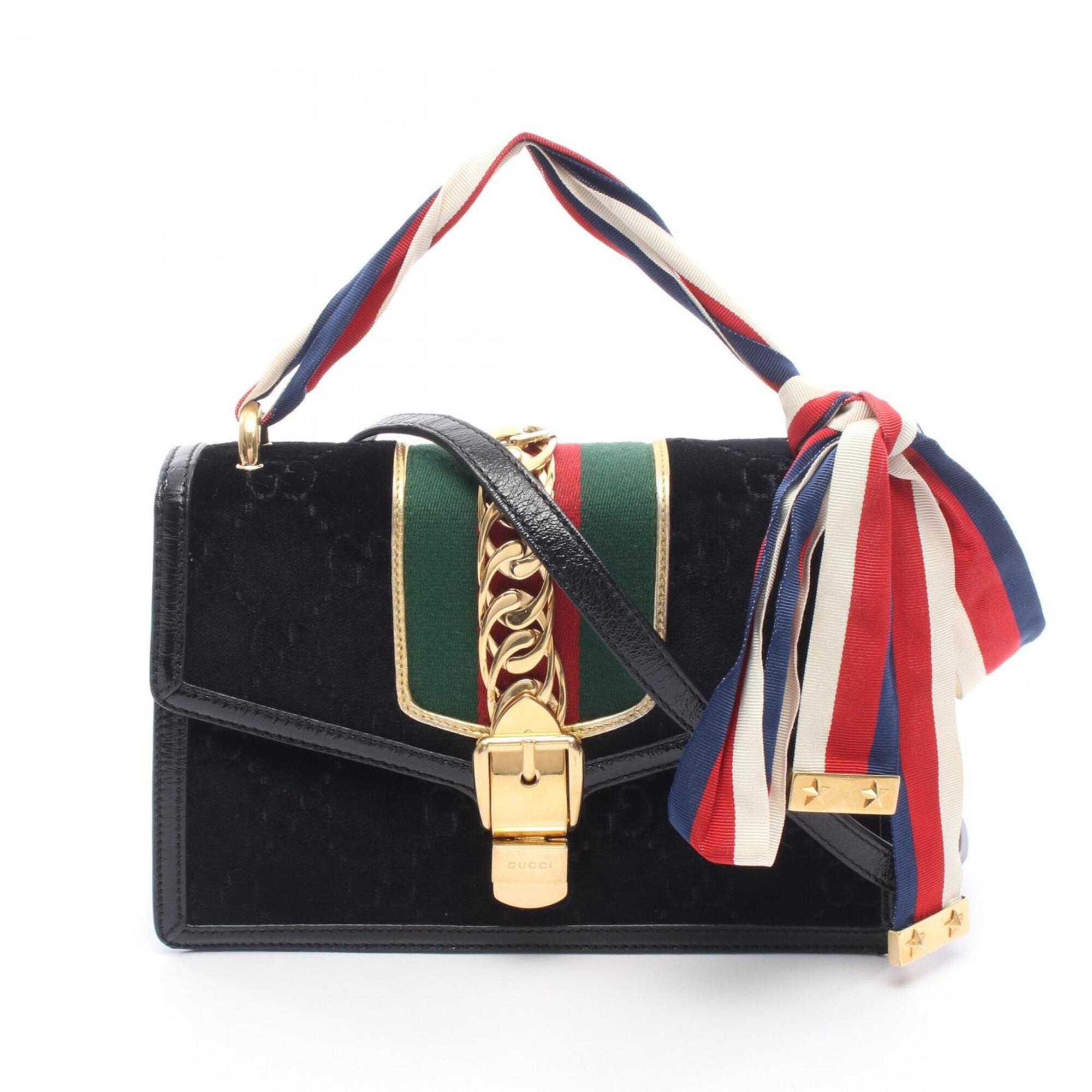 Gucci Black Multi-Color Fabric Patent Leather Handbag Shoulder Bag (Pre-Owned)