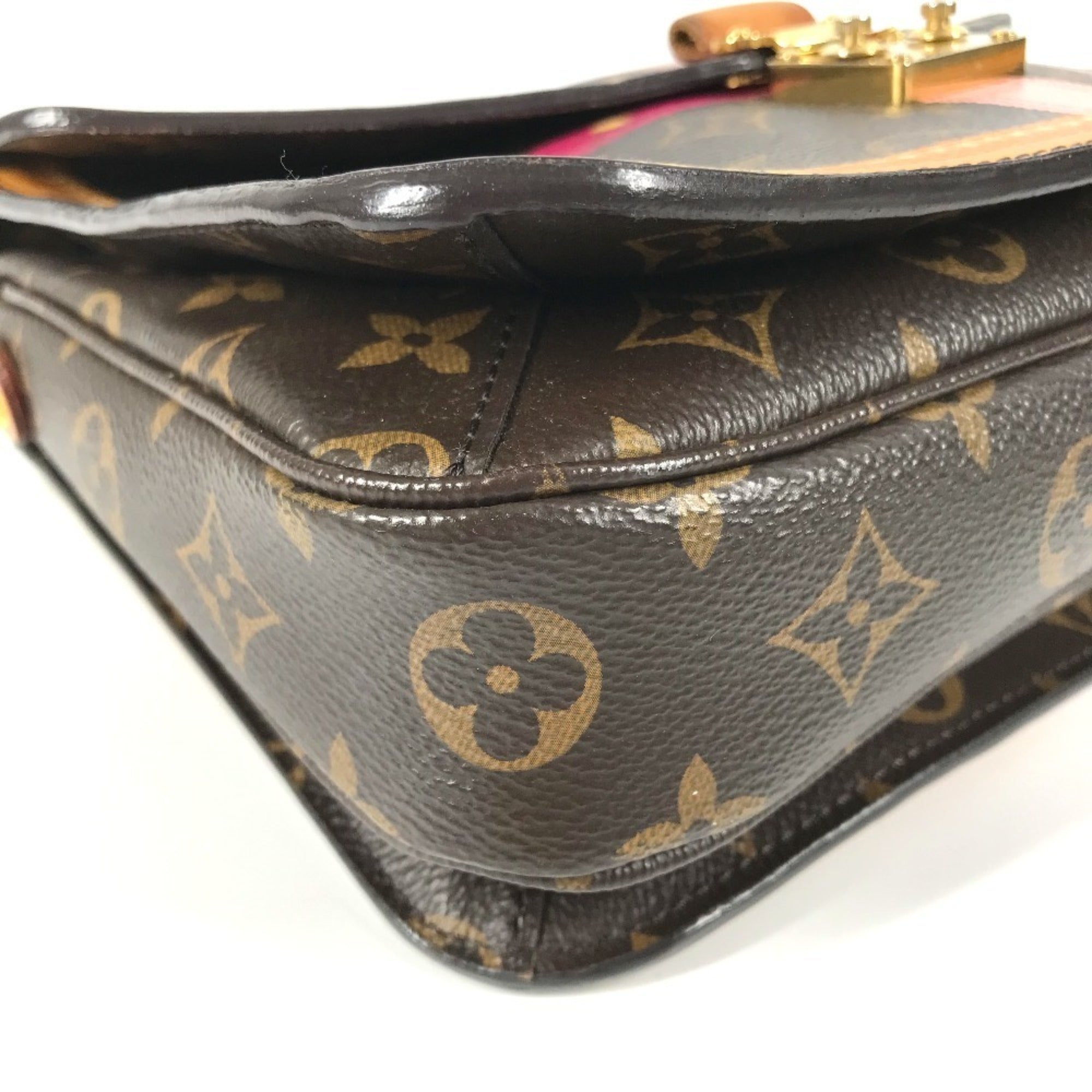 Louis Vuitton Brown Pink Monogram Canvas Handbag Pochette Shoulder Bag (Pre-Owned)