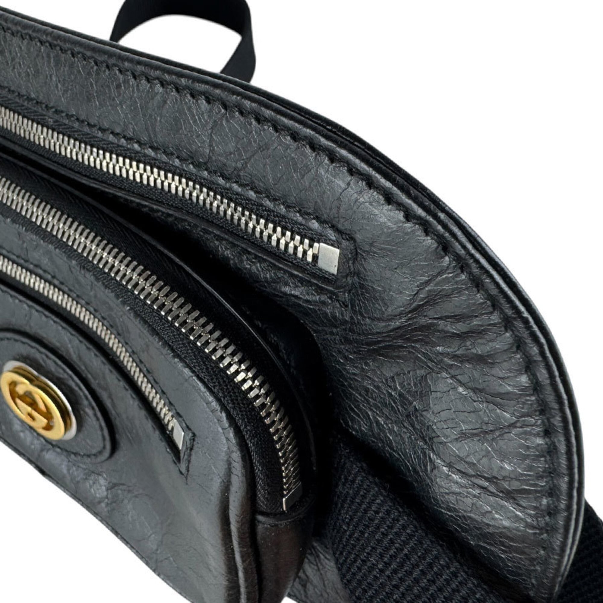 Gucci Black Leather Fanny Pack Sling Bag (Pre-Owned)