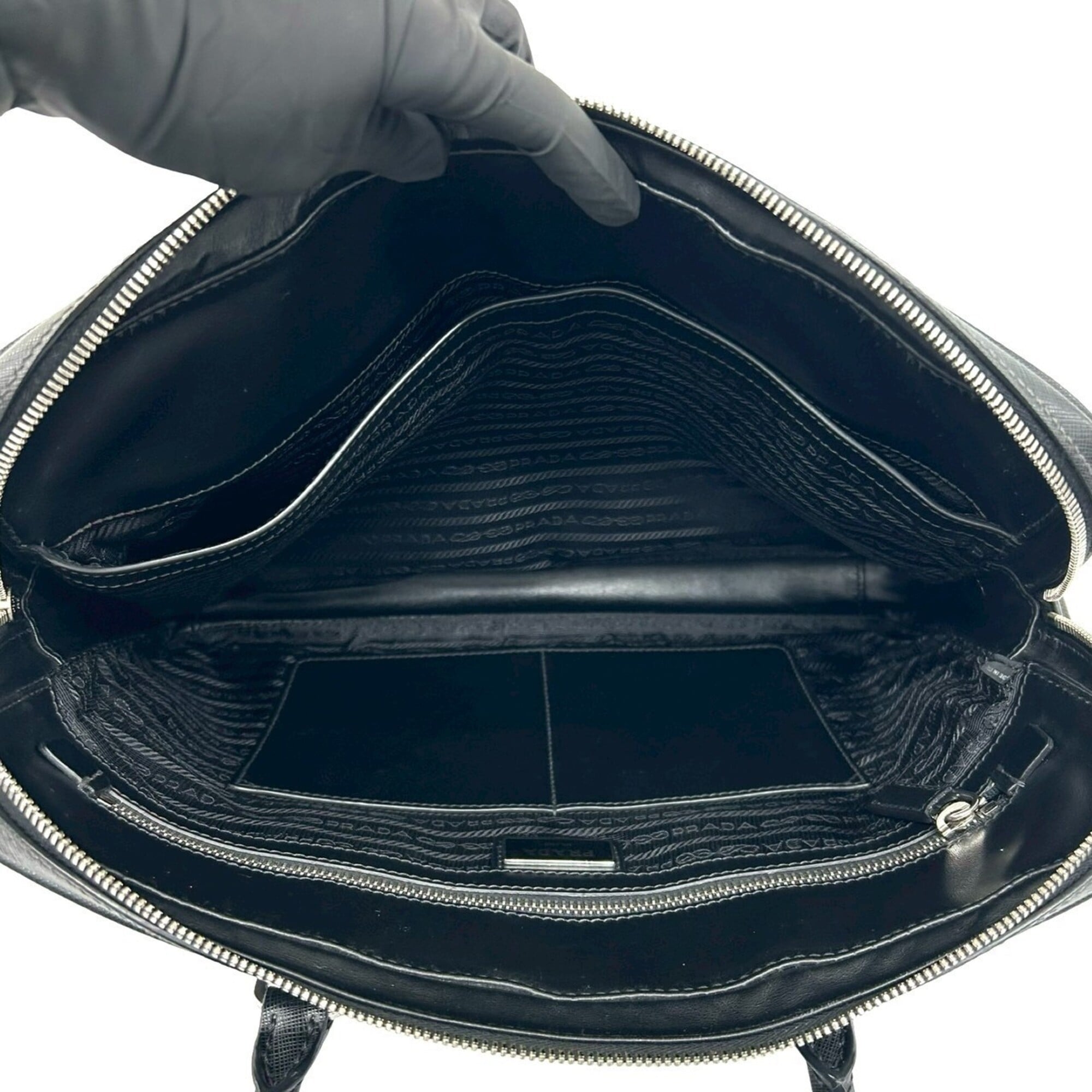 Prada Black Leather Briefcase Shoulder Bag (Pre-Owned)